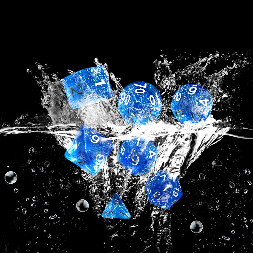 Premium RPG Dice Set for Dungeons & Dragons (D&D) - 10-Sided Polyhedral Dice with D20 in Vibrant Blue - Perfect for Tabletop Games, Role-Playing Adventures & Collectors
