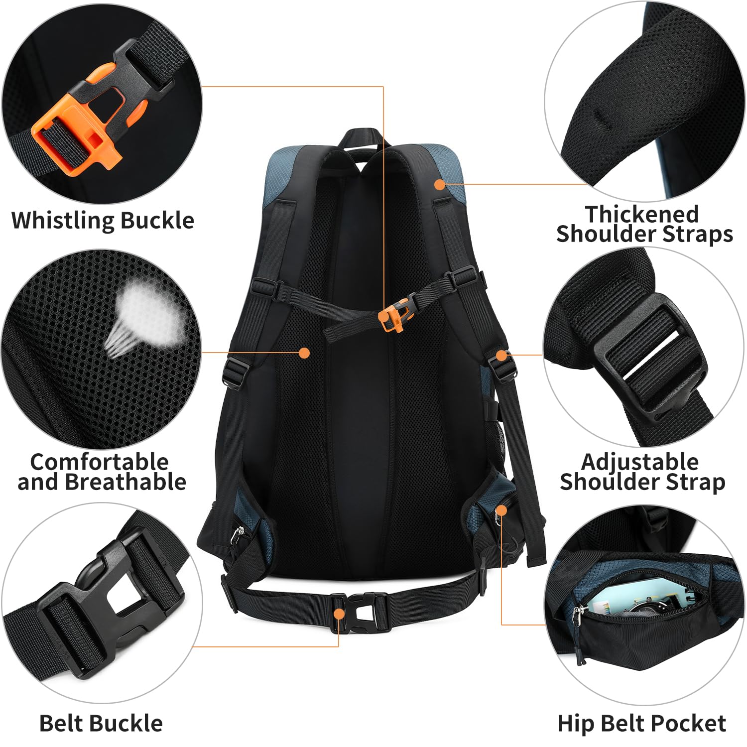 40L Waterproof Hiking Backpack - Lightweight Camping Daypack for Outdoor Travel