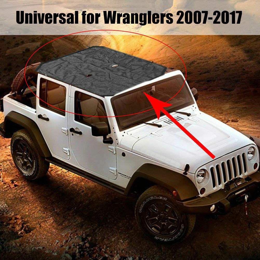Sun Shade Bimini Top for Jeep Wrangler JK JKU Unlimited (2007-2018) - UV Protection Convertible Soft Top Cover for 4-Door Models - Perfect for Beach, Off-Road & Summer Driving