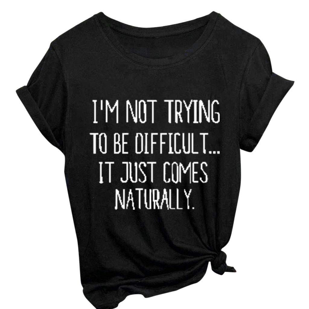 Funny Plus Size Graphic T-Shirts for Women & Teen Girls - 'I'm NOT Trying to BE' Saying - Cute Junior Graphic Tees for Casual Wear, School, or Outings
