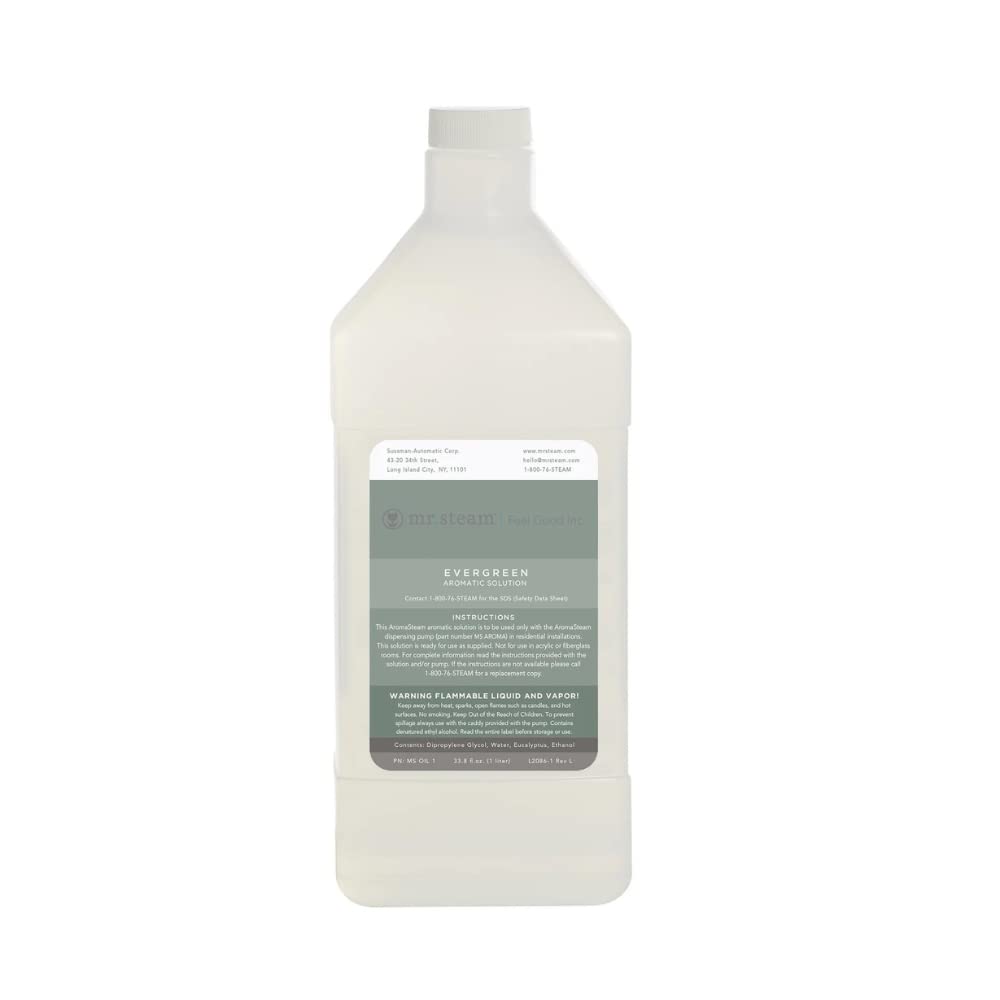 Mr. Steam MS-OIL3 Evergreen Aromatherapy Steam Shower Oil - 1 Liter Bottle for Relaxation & Spa Experience at Home