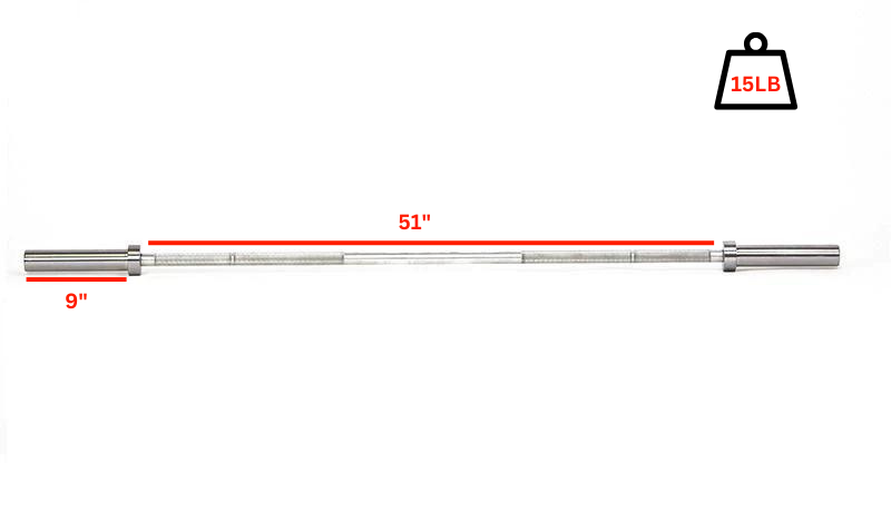 15lb Training Barbell - Premium Weightlifting Bar for Home Gym & Strength Training - Perfect for Beginners, CrossFit & Functional Fitness Workouts