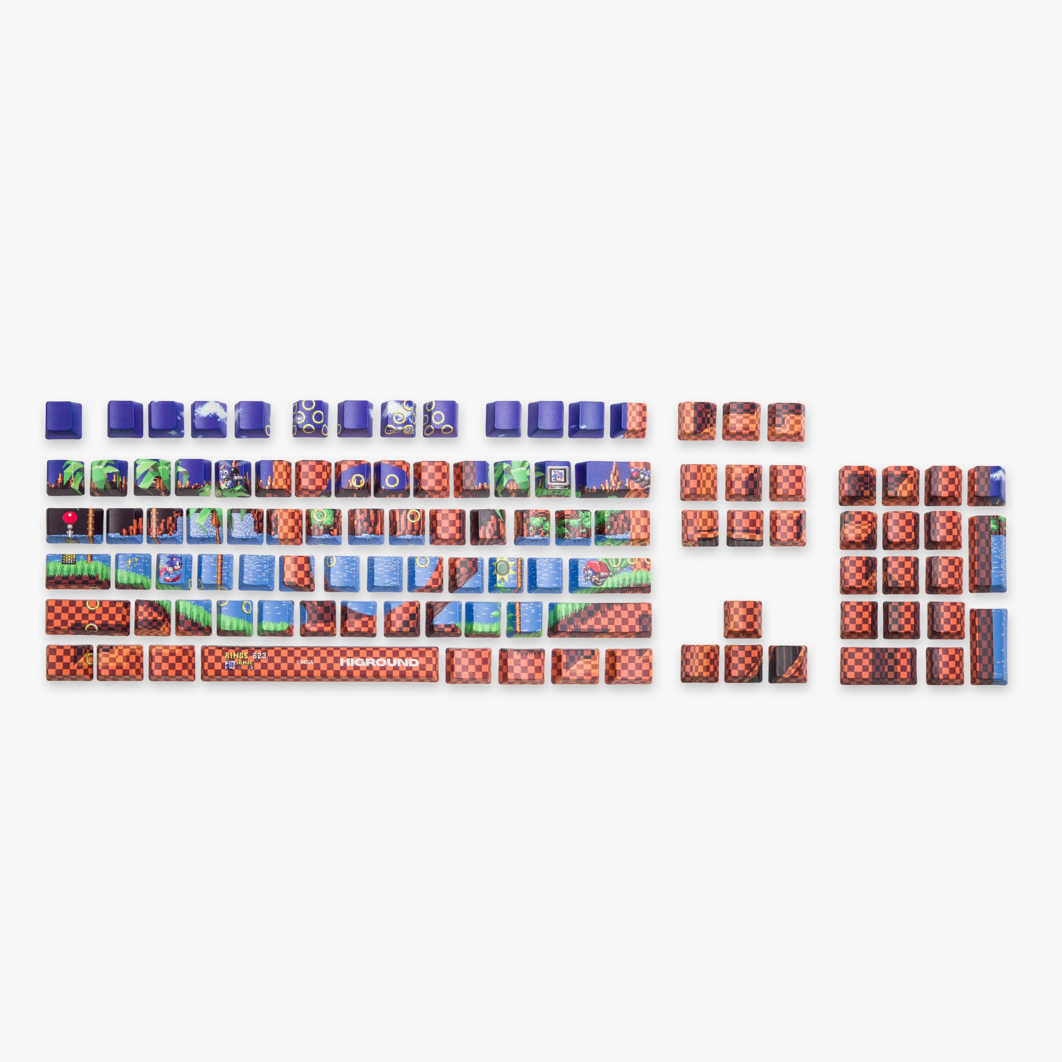 Sonic x Higround Green Hill Zone 104 Key Mechanical Keyboard Keycap Set - Full Size for Gaming & Typing - Perfect for PC, Mac, and Custom Keyboard Enthusiasts