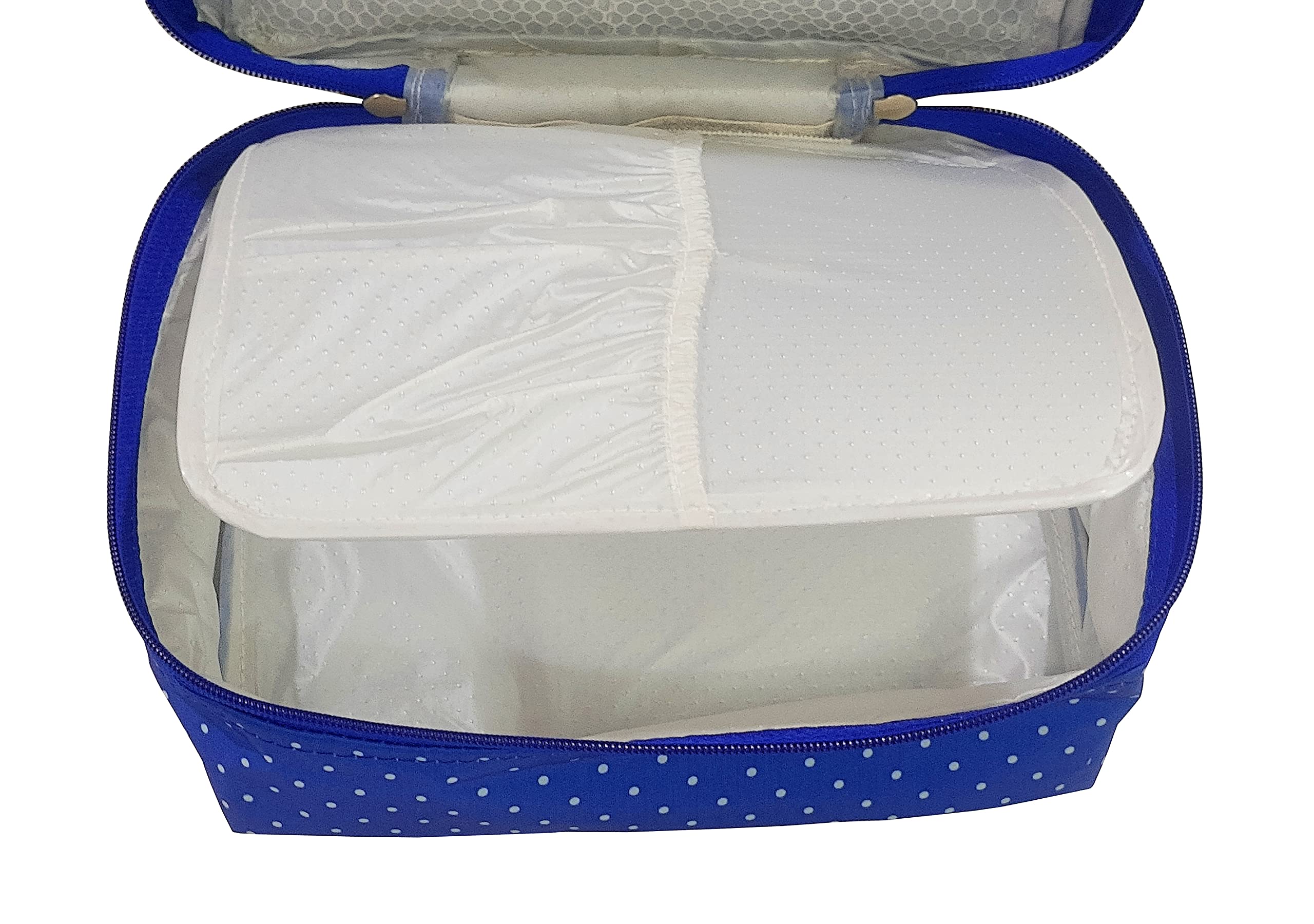 Portable Travel Makeup Train Case - Cosmetic Organizer Bag with Adjustable Dividers & Water-Resistant Zipper Pouch for Women & Girls | Perfect for Travel, Daily Storage & Artist Supplies (Blue)
