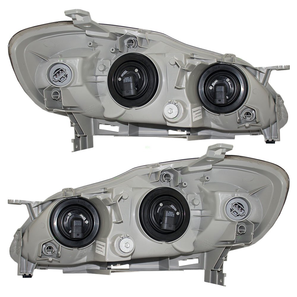 Brock Replacement Halogen Headlights for 2005-2008 Toyota Corolla - Smoked Lens Driver & Passenger Side (Part# 8115002360, 8111002370) | Durable Lighting Upgrade for Night Driving & Enhanced Style