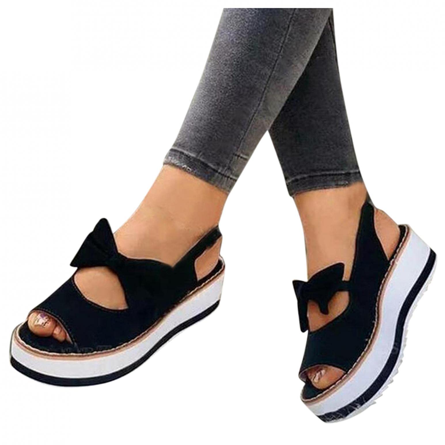 Women's Summer Sandals with Bowknot - Comfy Beach Shoes for Casual Outings