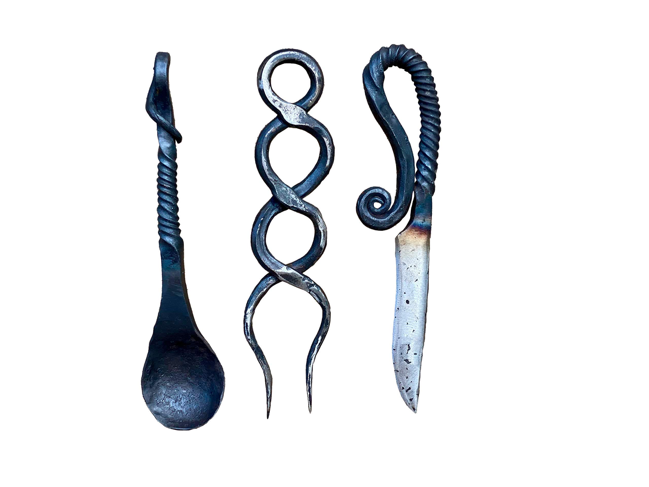 Viking Cutlery Set - Authentic Medieval Flatware for Reenactment & Midcentury Kitchen - Handcrafted Viking Utensils for Dining, Historical Events & Themed Decor