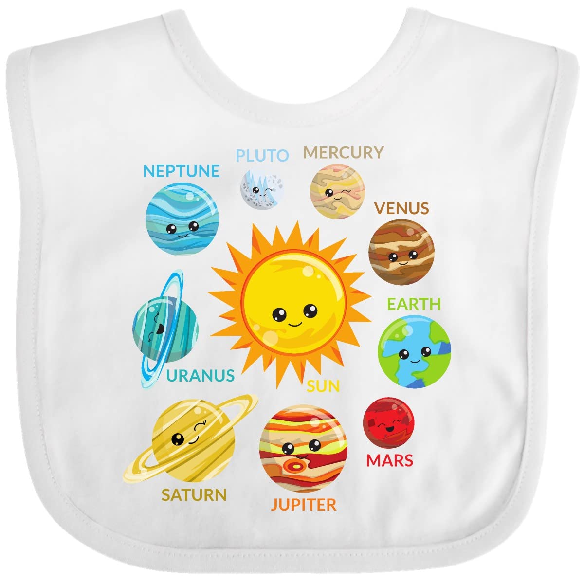 Inktastic Cute Planets Solar System Space Cosmos Galaxy Baby Bib - Adorable Astronaut-Themed Drool Bib for Infants & Toddlers - Perfect for Space Nursery, Astronomy Lovers & Science-Themed Baby Showers