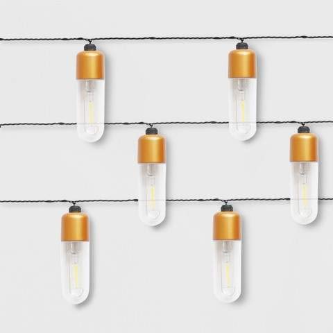Project 62 10-Count Elongated Tube LED Outdoor String Lights - Perfect for Patio, Garden, Backyard & Wedding Decorations