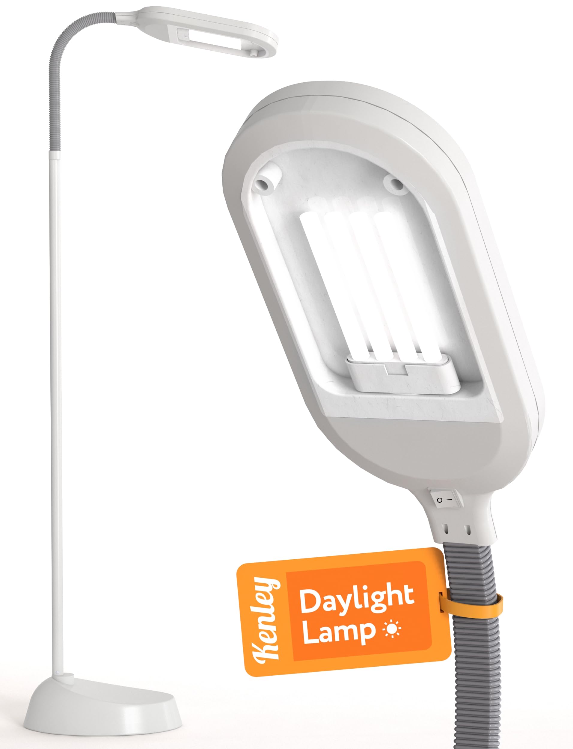 Kenley Daylight Floor Lamp - Natural Sunlight Reading Light with Energy Saving Bulb for True Colors | Sturdy & Easy Assembly | Perfect for Living Room, Bedroom, Office & Study Areas