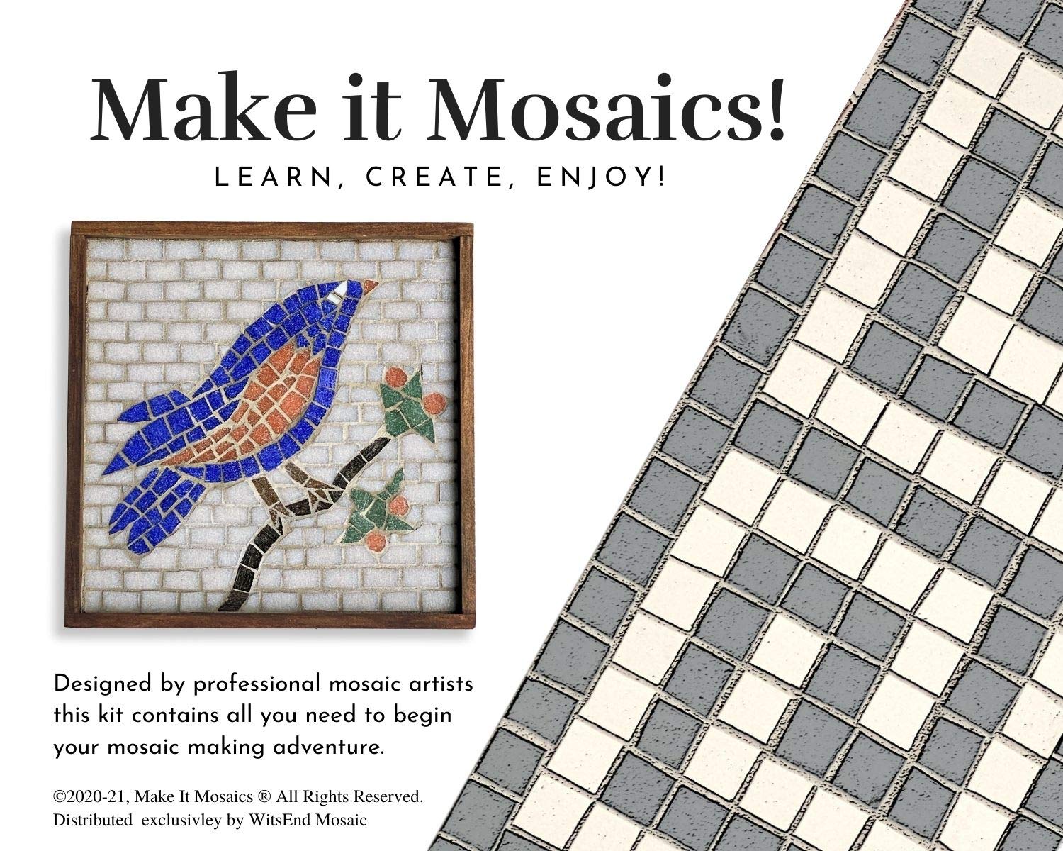 Contemporary Glass Mosaic Kit with Leponitt Tile Nipper - 8.5