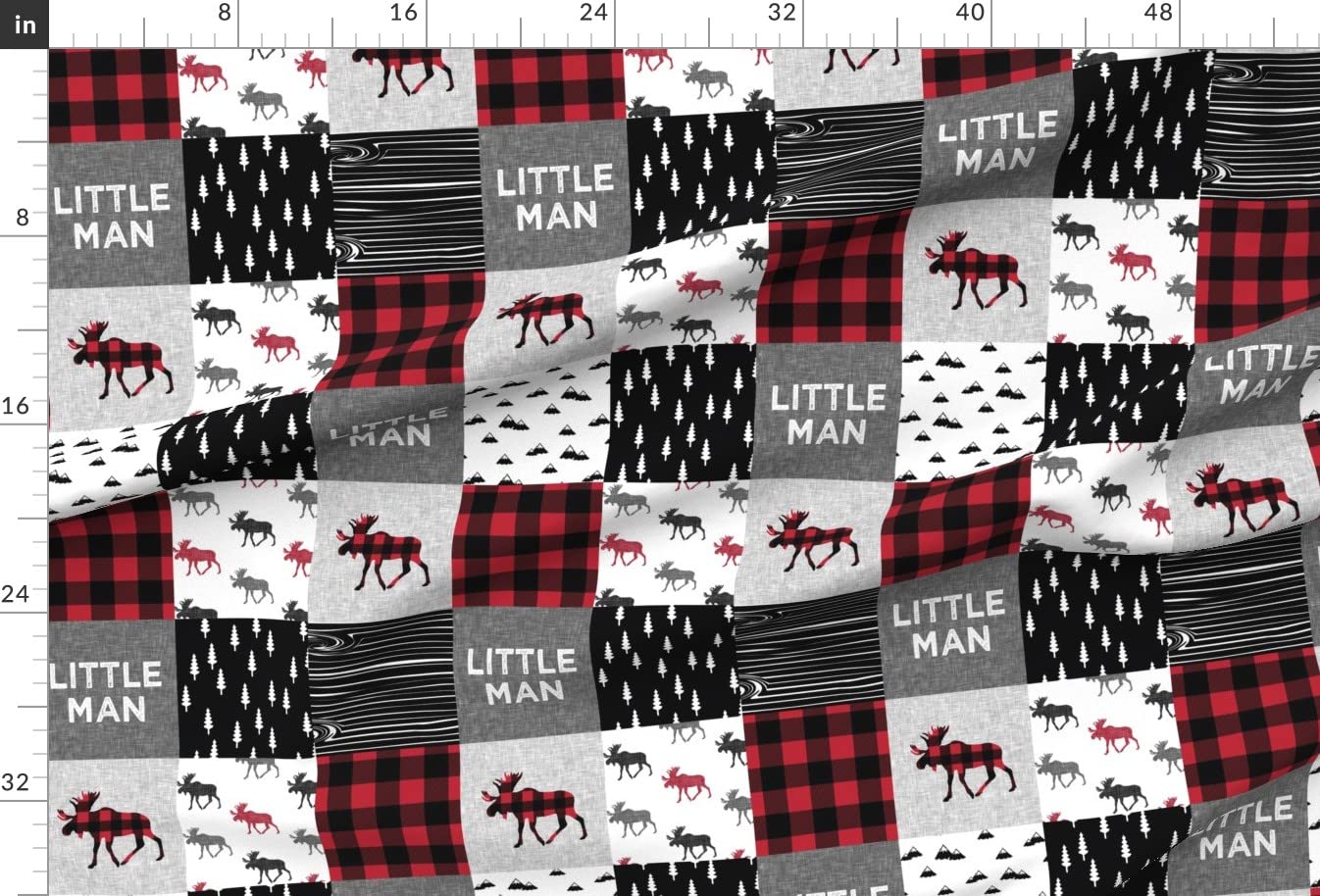 Woodland Buffalo Plaid Moose Printed Minky Fabric - Soft Plush Fat Quarter for Baby Blankets, Quilt Backing & Sewing Projects | Camping & Nursery Decor