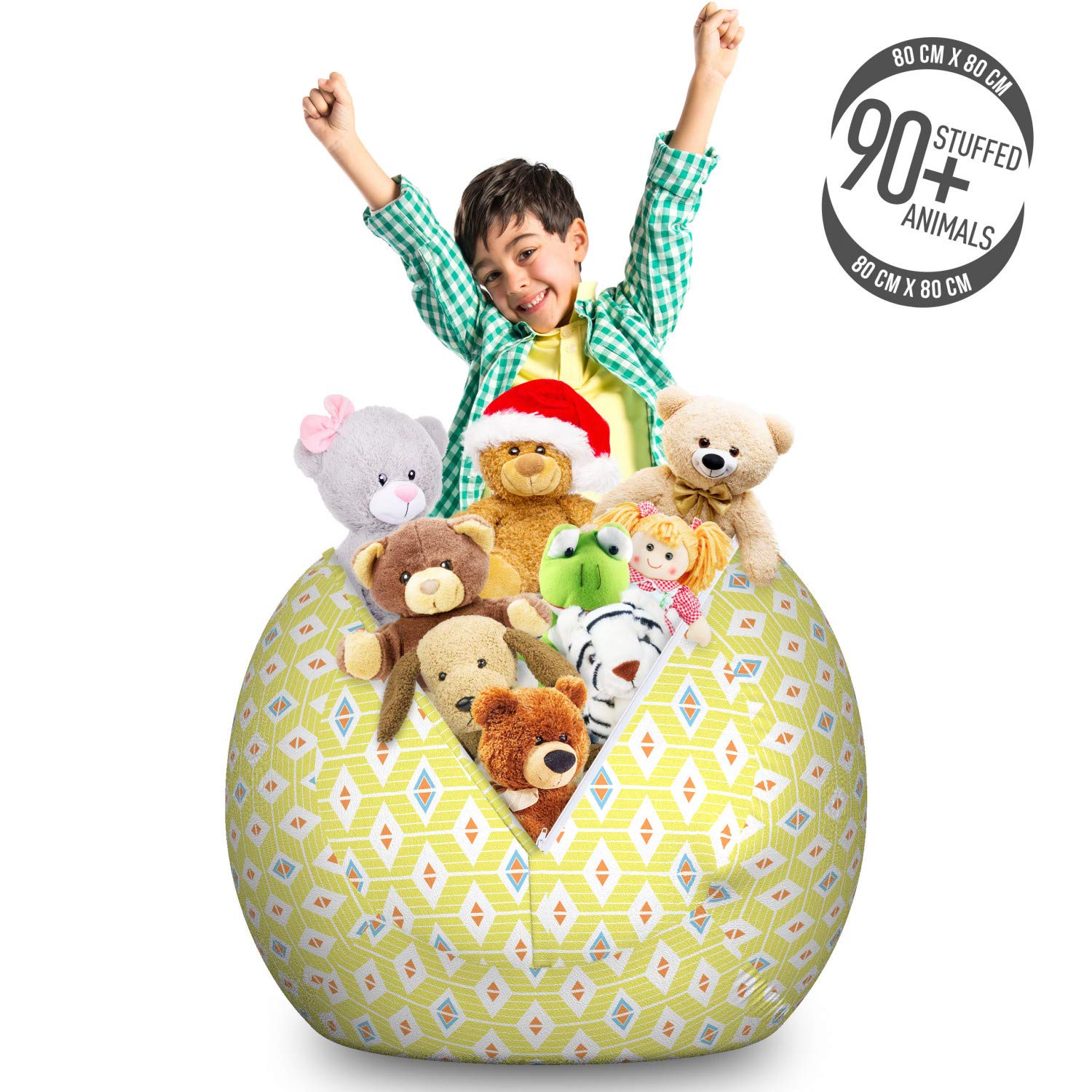 Ambesonne Geometric Toy Storage Bag - Large Washable Organizer for Stuffed Animals | Kids Room Decor