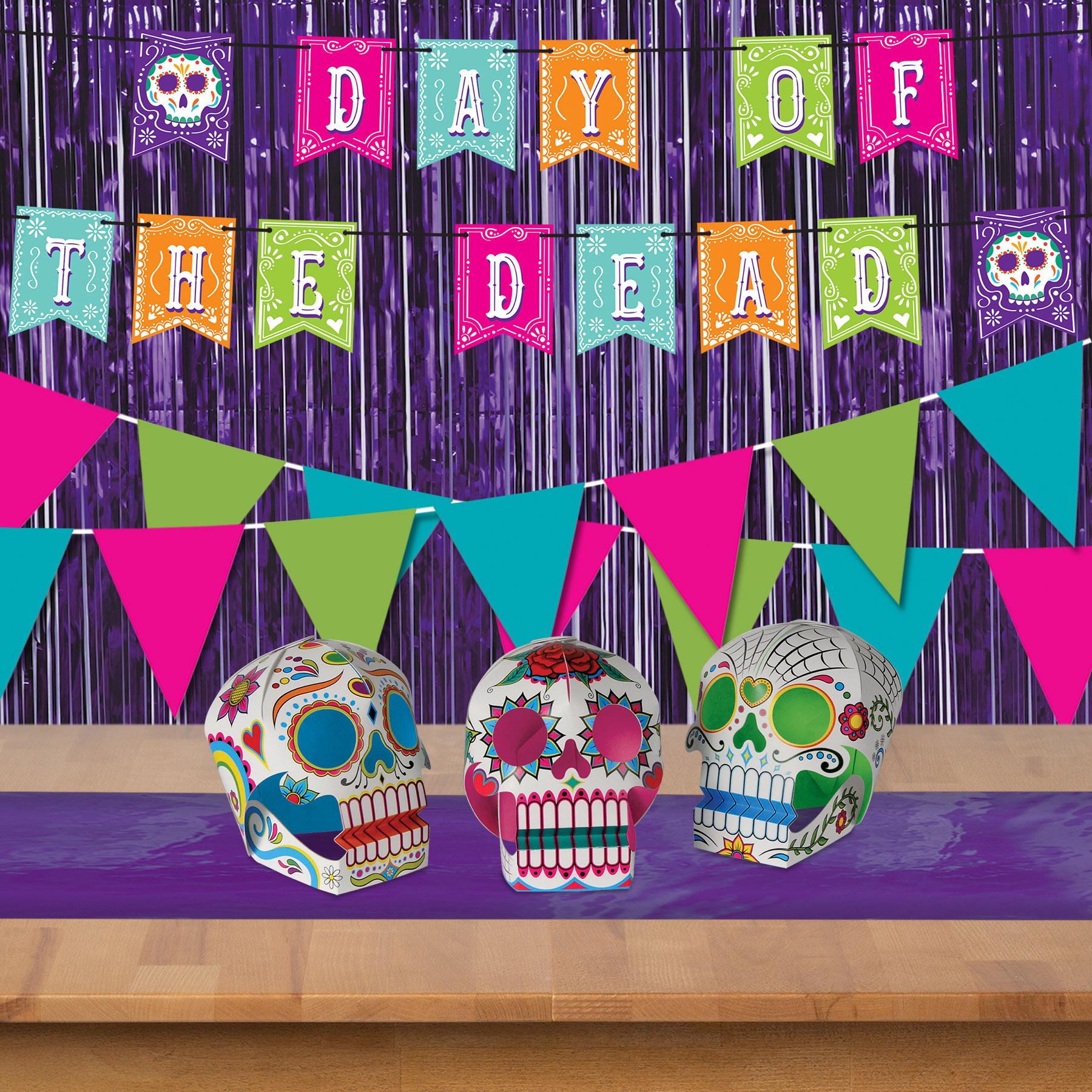 12 Pack Beistle Day of the Dead Streamers - Colorful Mexican Fiesta Decorations for Halloween, Dia de los Muertos Party & Home Decor
