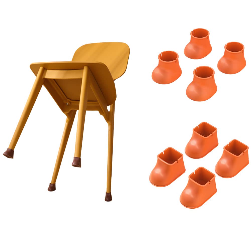 8-Piece Silicone Furniture Leg Protectors - Non-Slip Floor Guards for Chairs & Tables - Scratch-Proof Floor Protectors for Noise Reduction & Home Protection (Orange) - Perfect for Hardwood Floors & Apartment Living