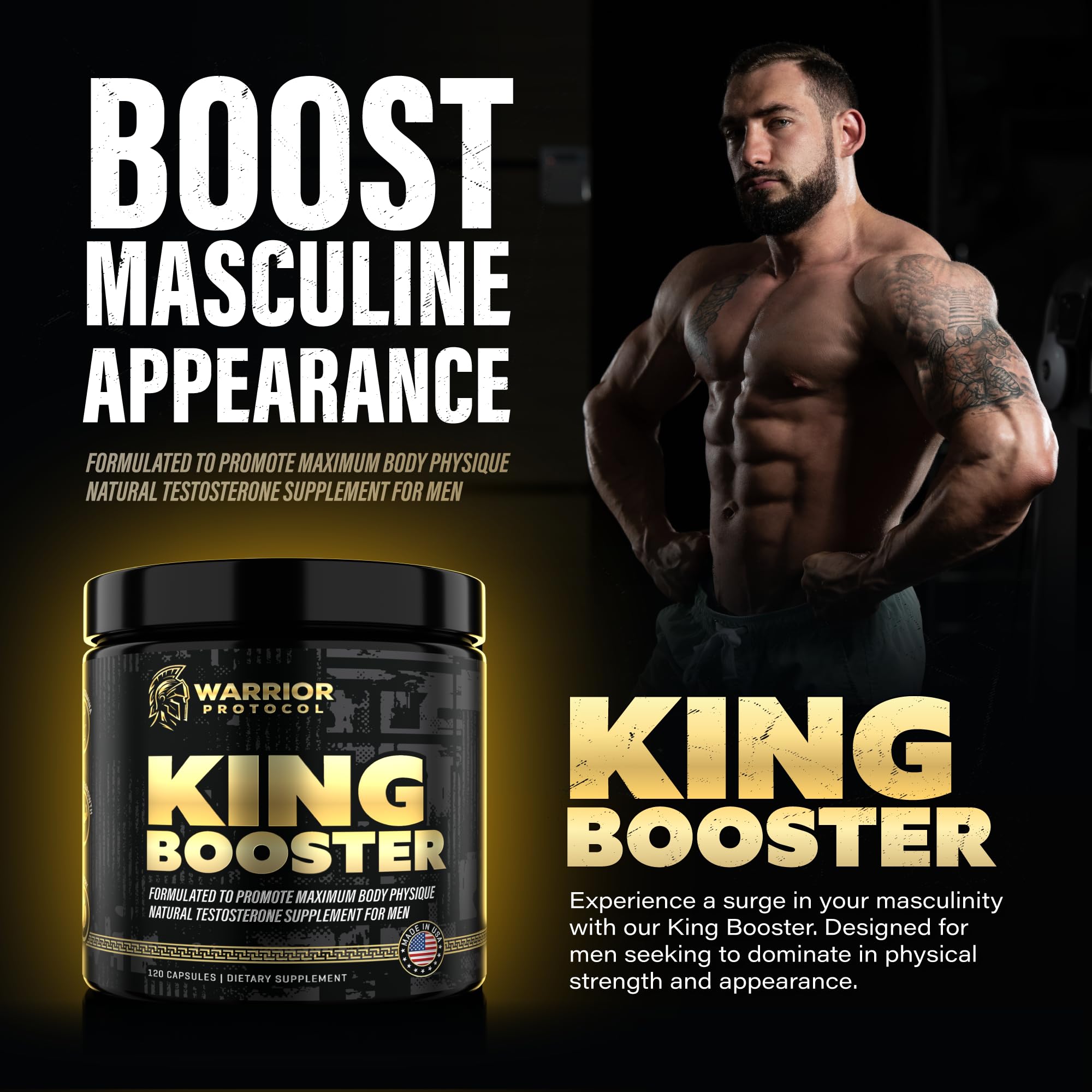 Best Testosterone Booster for Men - Natural Muscle Growth & Stamina Supplement with Turkesterone, Tongkat Ali & Fadogia Agrestis | Enhance Energy, Vitality & Recovery | Ideal for Gym, Workout & Active Lifestyle