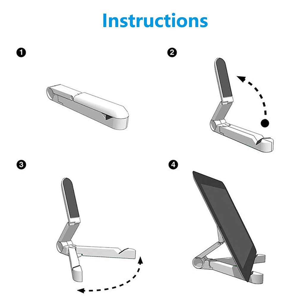 Adjustable Tablet Stand Holder for iPad, Samsung Galaxy, Kindle Fire - Portable Phone Desk Stand for iPhone 13/12/11 Pro Max - Perfect for Reading, Watching Movies & Video Calls at Home/Office/Travel