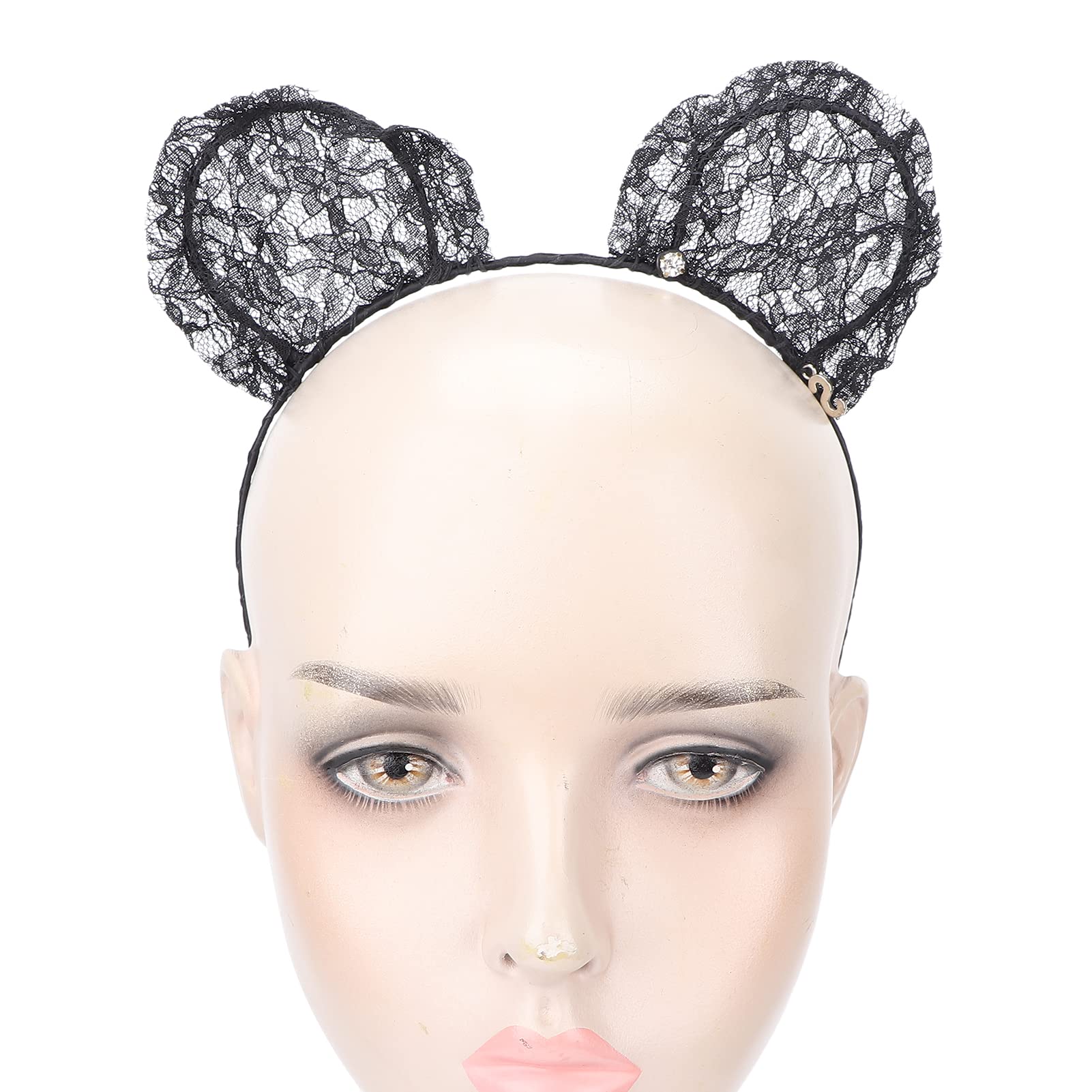 Black Cat Ears Headband for Women & Girls - Lightweight Round Ears Hairband for Christmas Parties, Cosplay, Halloween, and Daily Wear