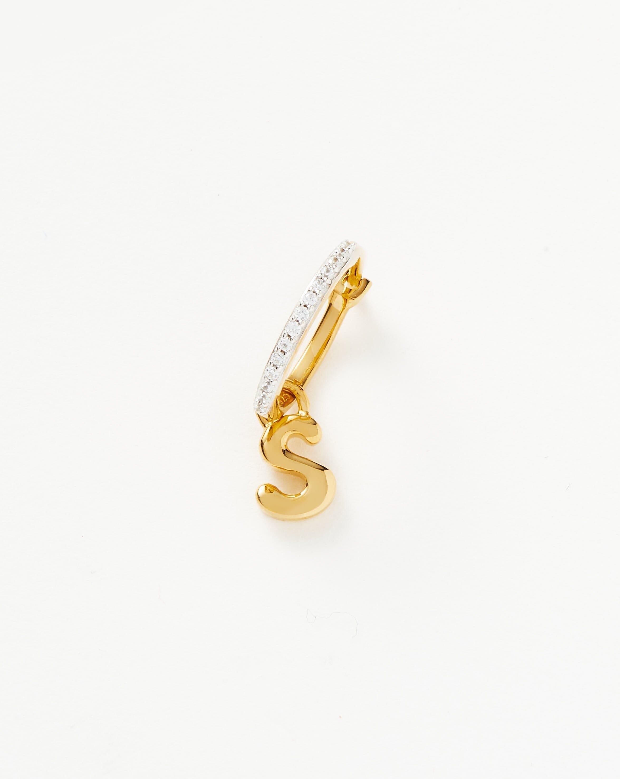 Initial Single Charm Hoop Earrings - Personalized 18k Gold Vermeil Jewelry for Women | Perfect for Gifts, Everyday Wear & Special Occasions