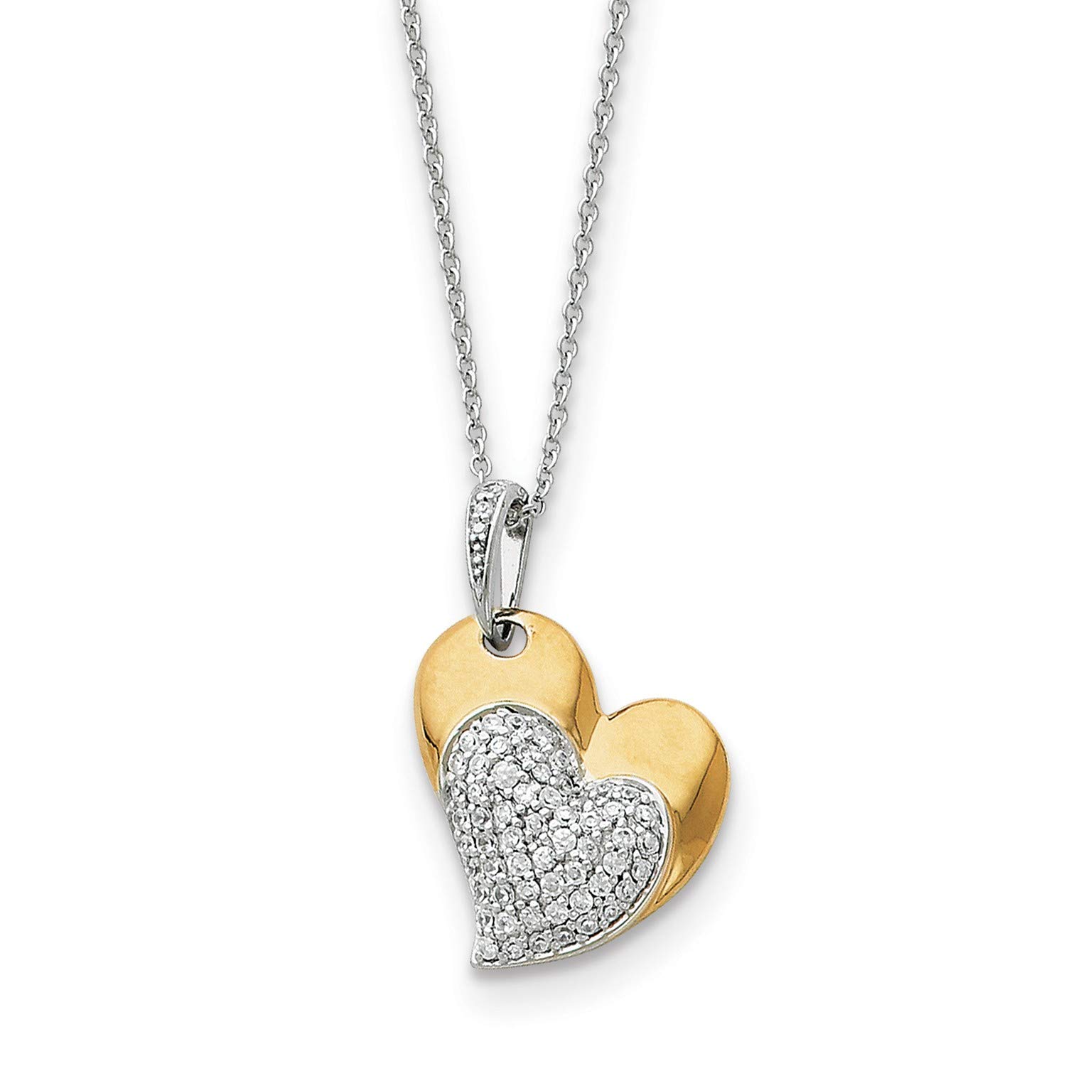 Blessed Beyond Measure CZ Pendant Necklace for Women - Gold & Rhodium Plated Sterling Silver 18