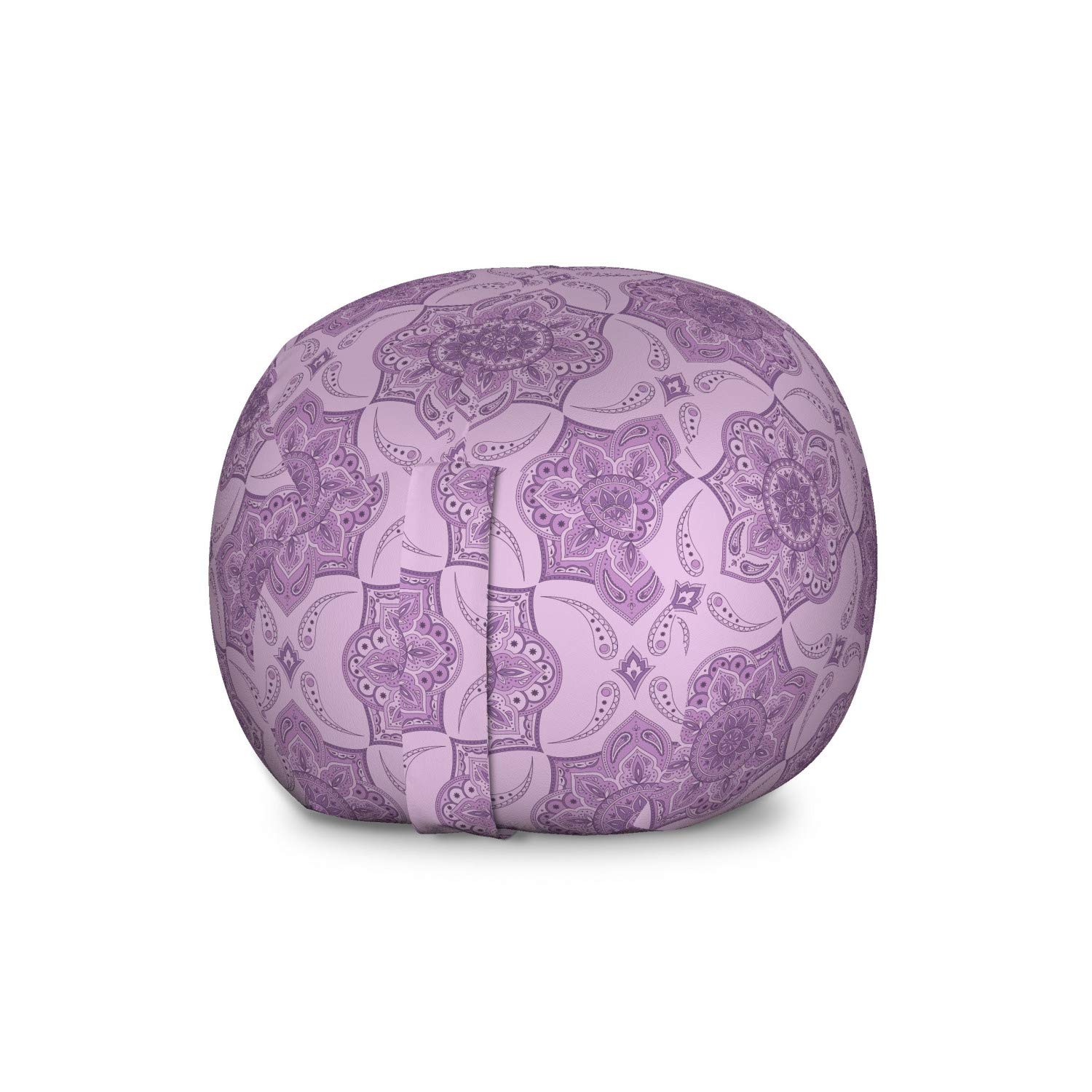 Ambesonne Oriental Storage Toy Bag Chair - Monochrome Folkloric Motif Design, Large Washable Stuffed Animal Organizer in Pastel Purple Mauve | Kids Room Decor, Nursery Storage, Playroom Organization