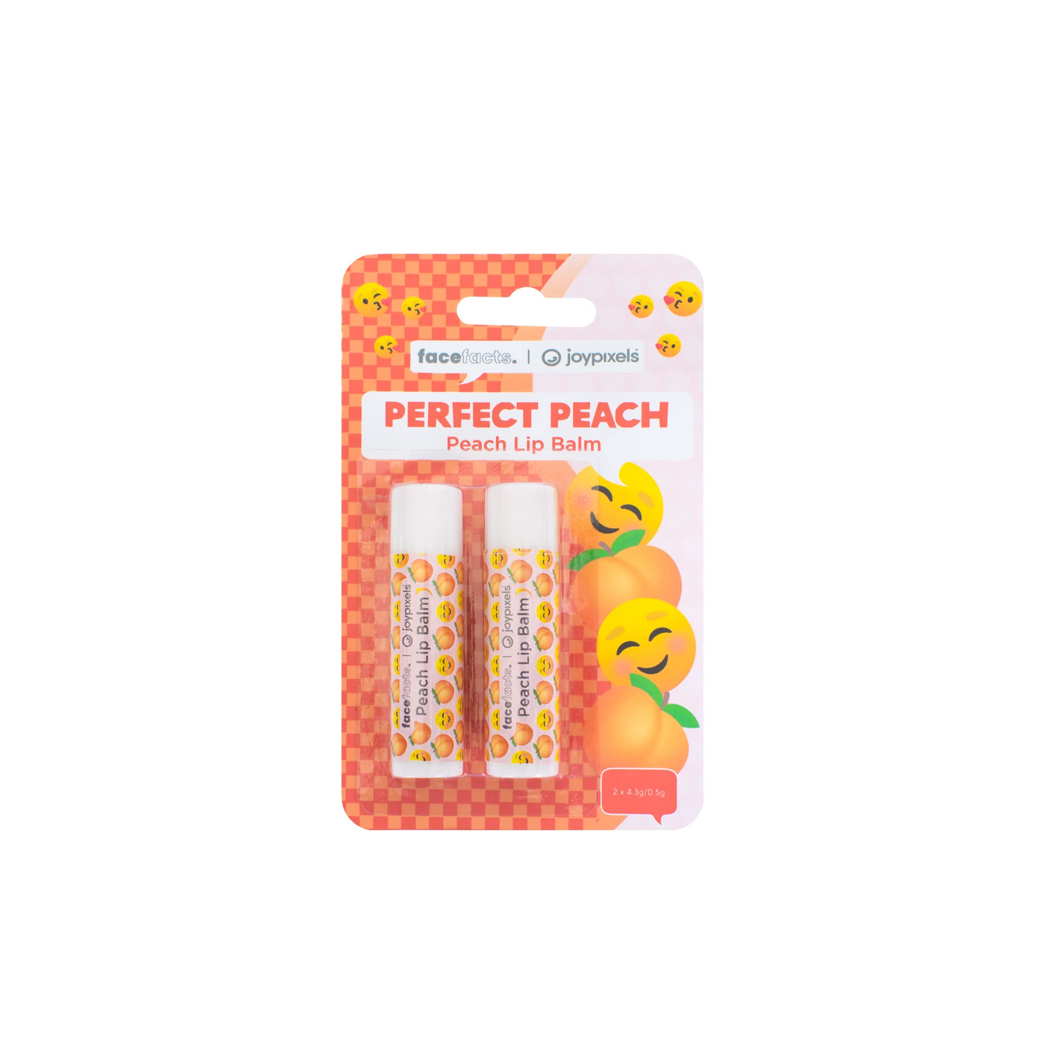 Face Facts Joy Pixels Peach Scented Lip Balm Duo | 2 Pack Vegan Moisturizing Lip Care (4.25g Each) | Natural Hydration for Dry Lips | Perfect for Daily Use, Travel & Gifts