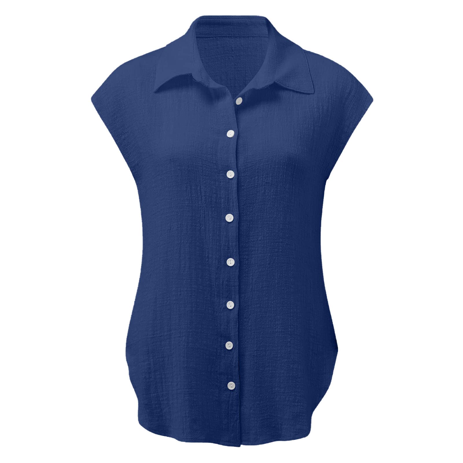 Trendy Women's Cotton Linen Short Sleeve Blouses - Loose Fit Casual Tops for Summer 2024 | Perfect for Office, Beach & Everyday Wear