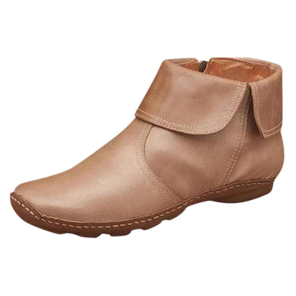 Women's Ankle Boots - Comfortable Winter Boots with Non-Slip Sole, Side Zipper & Round Toe for Casual, Office & Work | Perfect for Winter Walking, Commuting & Everyday Wear