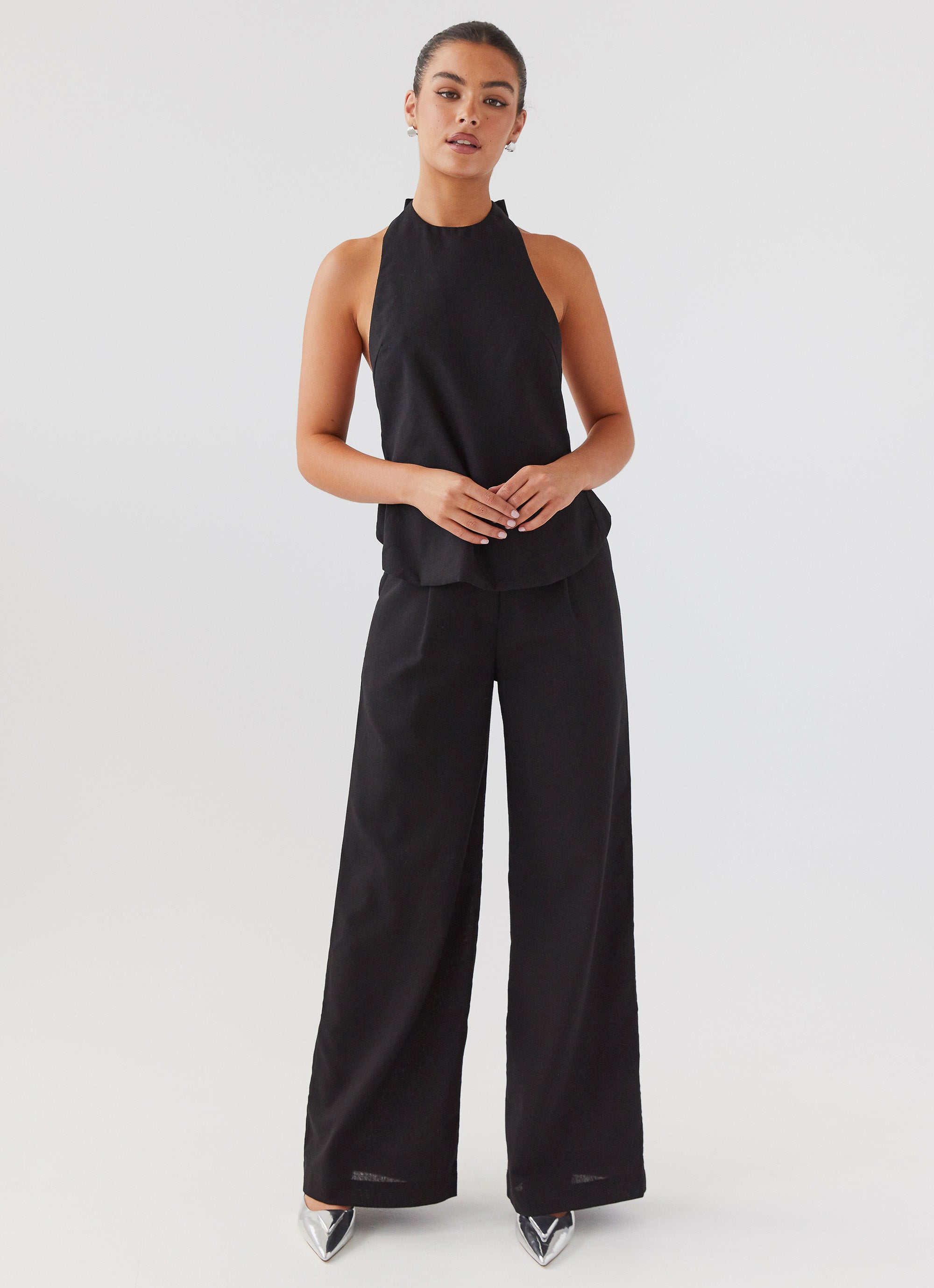 Breathable Heatwave Linen Wide Leg Pants for Women - Comfortable Summer Palazzo Trousers in Black | Perfect for Beach Vacations, Yoga & Casual Outings