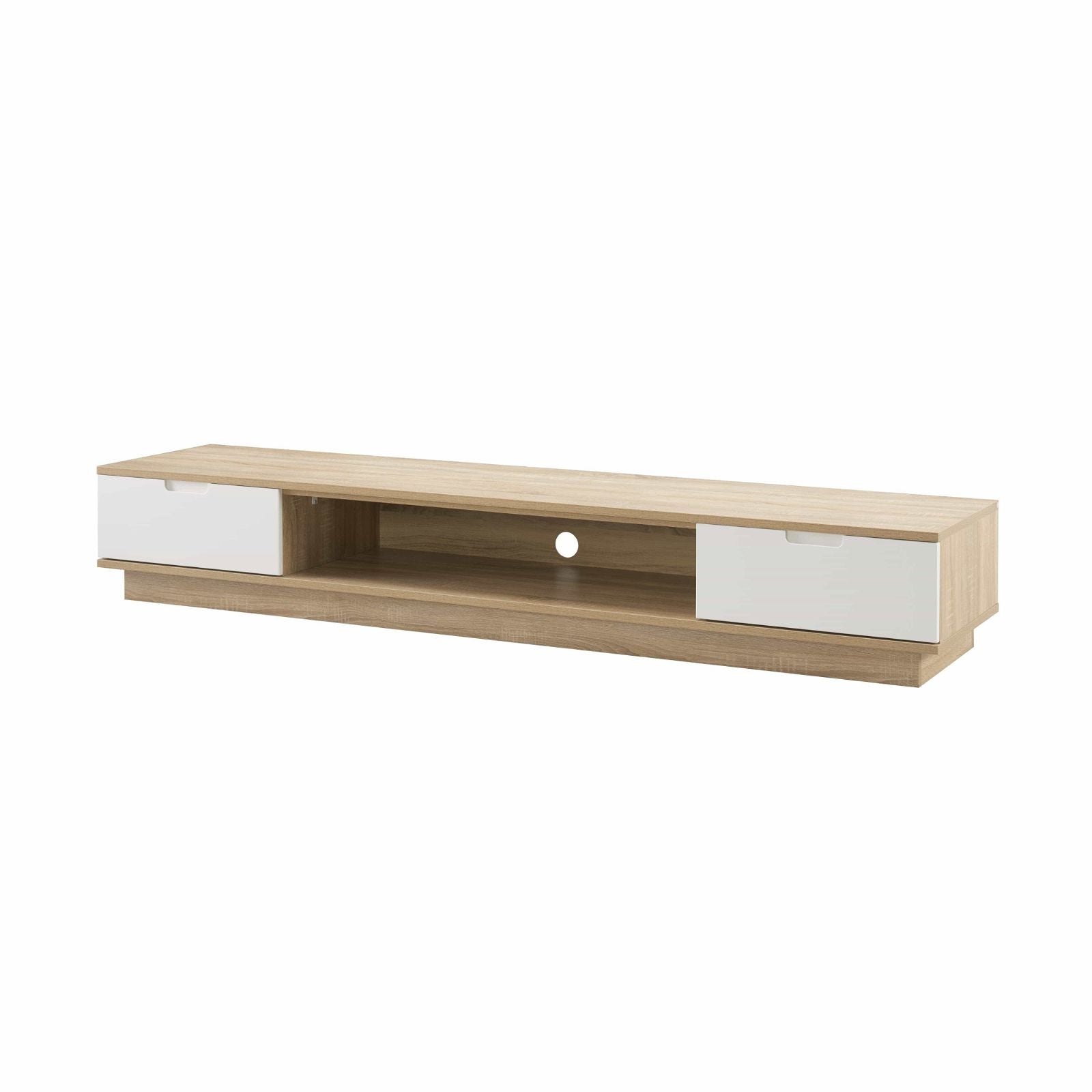 DELUX 200cm Low Line Oak TV Stand Entertainment Center by Tauris™ - Perfect for Living Room, Bedroom & Home Theater Setup