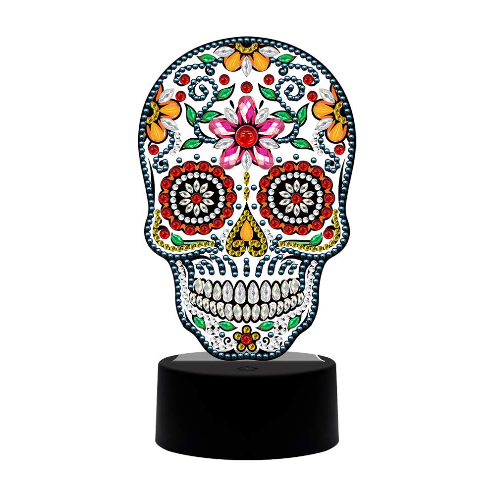DIY Diamond Painting Skull LED Night Light - Special Shaped Mosaic Art Craft for Home Decor, Gifts for Kids & Adults | Perfect for Bedroom, Halloween Party & Creative Art Projects