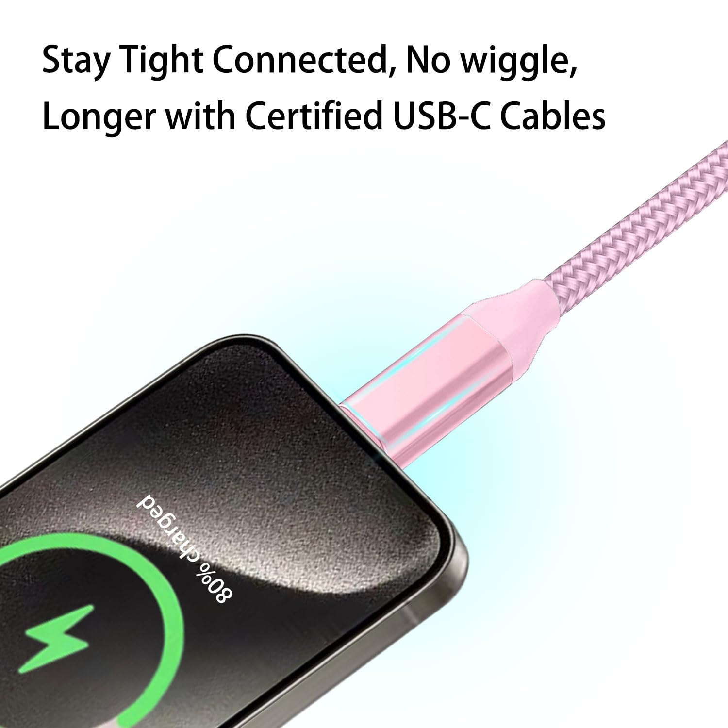15FT USB C Cable 2-Pack - Extra Long Braided USB-A to USB-C Fast Charging Cord - Compatible with iPhone 15, Samsung Galaxy S23/S22/S21, PS5, Nintendo Switch & More - Perfect for Gaming, Travel & Home Charging (Pink)