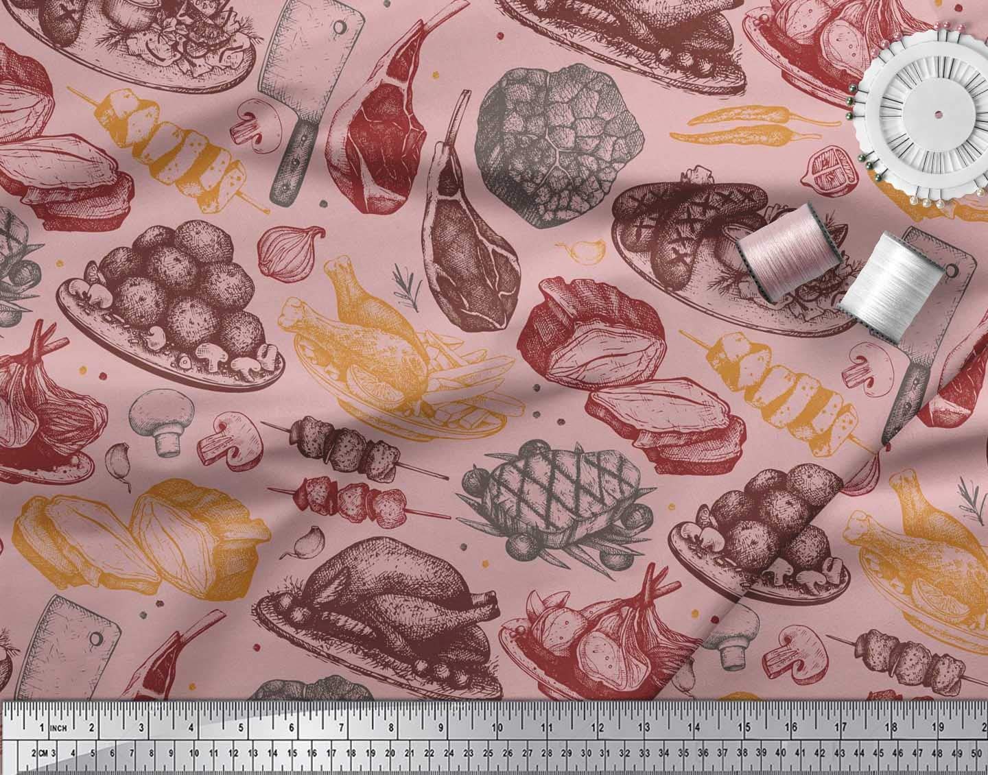 Soimoi Pink Cotton Voile Fabric - 56