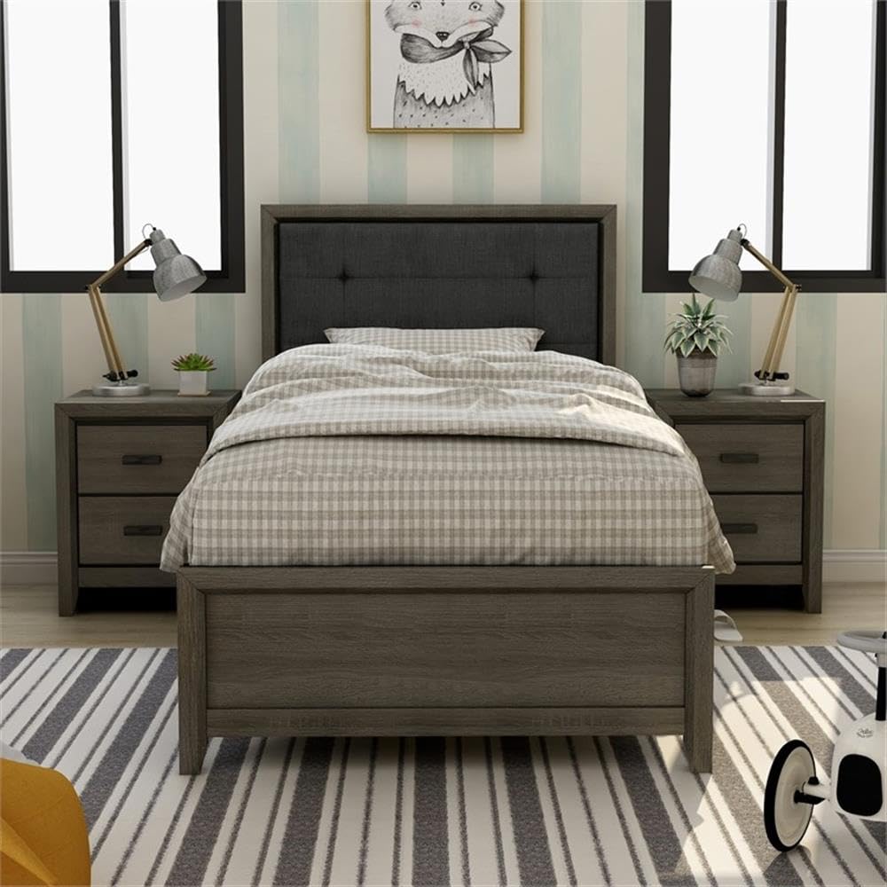 Furniture of America Livorn 3-Piece Gray Wood Bedroom Set - Full Size Bed with 2 Nightstands for Modern Home Decor | Perfect for Master Bedrooms & Guest Rooms