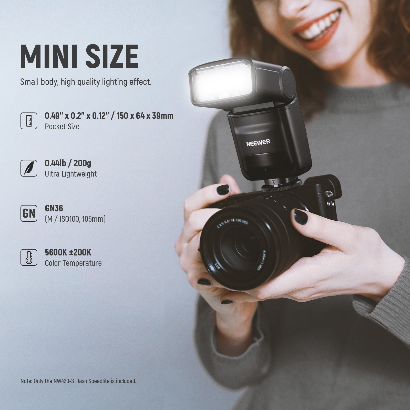 NEEWER NW420 S Mini 2.4G TTL HSS Speedlite Flash for Sony Cameras - Compact On-Camera Flash for Wedding, Portrait & Event Photography
