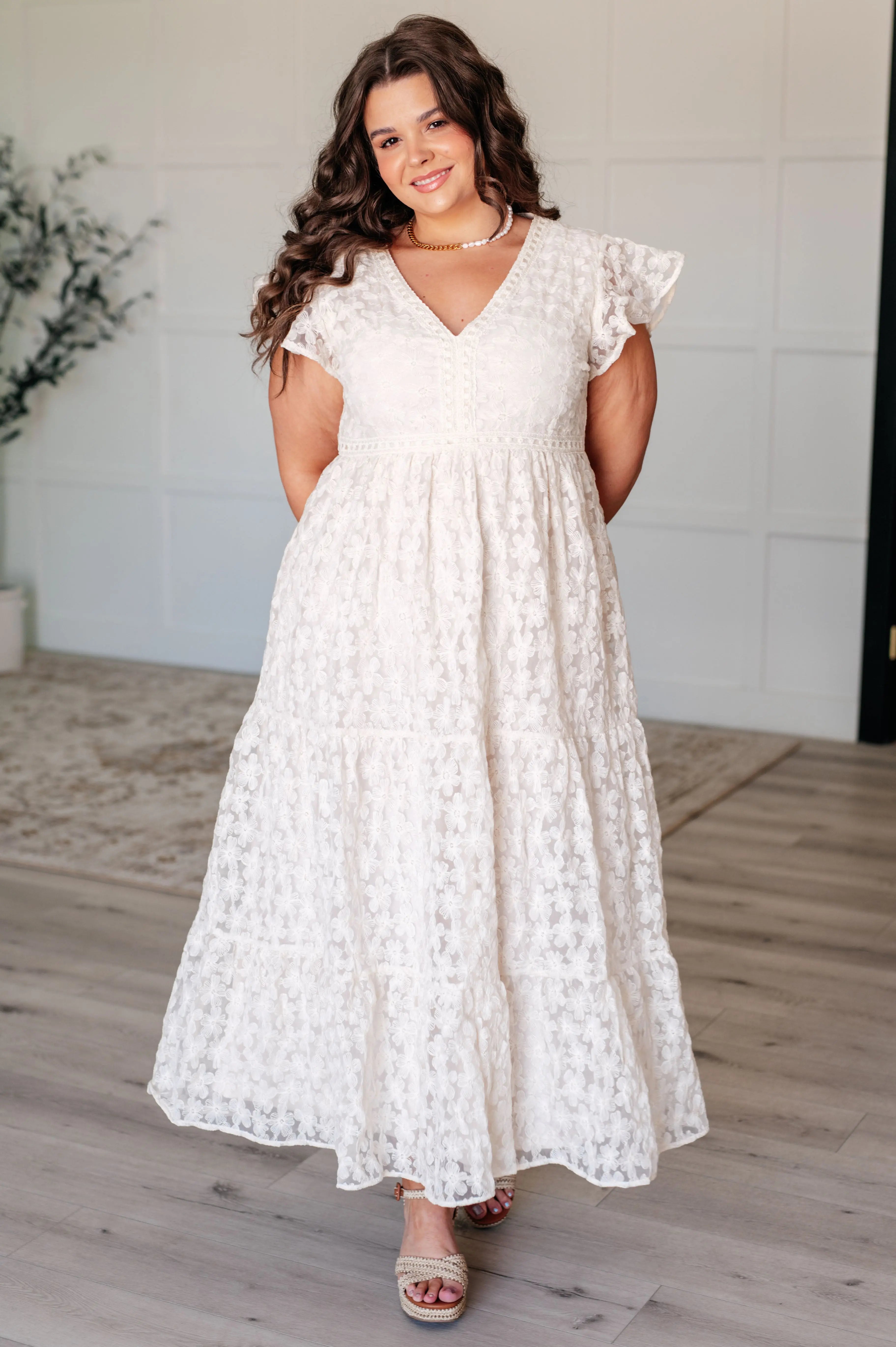 Elegant V-Neck Flutter Sleeve Maxi Dress for Women - Boho Chic Summer Dress for Beach, Wedding & Party Occasions