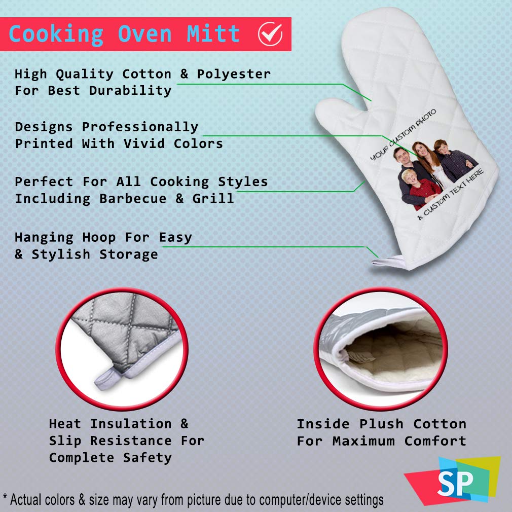 Custom Personalized Oven Mitt with Text & Picture - Heat Resistant BBQ Grill Glove for Kitchen Baking & Cooking | Ideal for Grilling, Baking, and Home Kitchen Use
