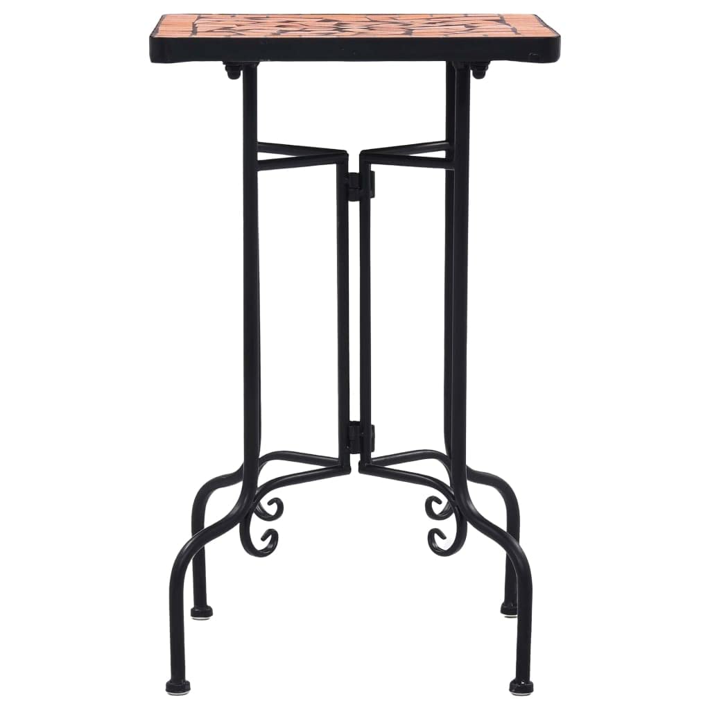 CHARMMA Mosaic Side Table - Terracotta Ceramic End Table, Brown, 13.8