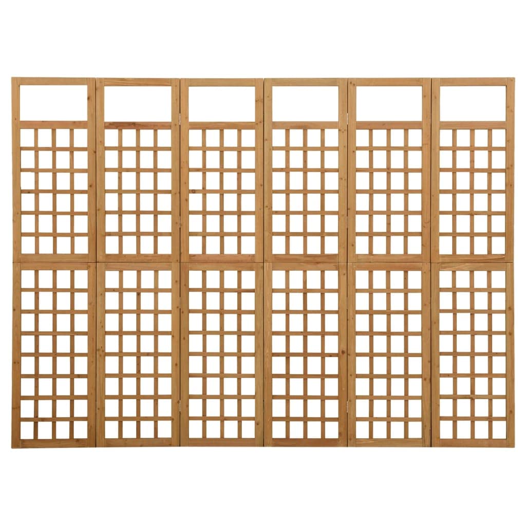 6-Panel Room Divider Screen - Freestanding Wooden Partition for Office & Home - 95.5