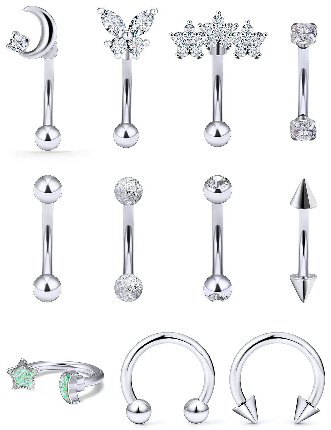 16G Daith & Rook Earrings for Women - Surgical Steel Body Jewelry for Lip, Belly, Eyebrow Piercing