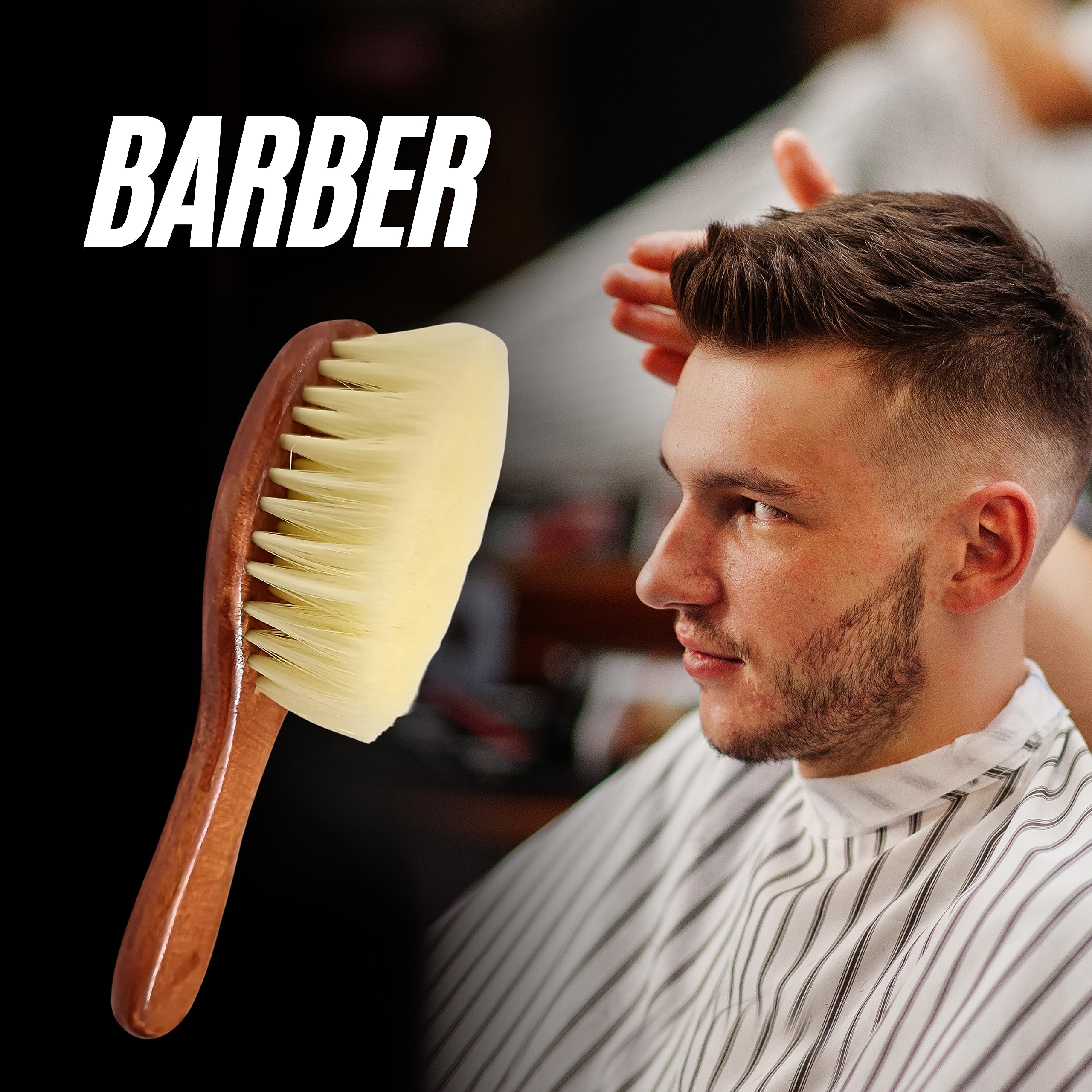 GuitarGoo® Wooden Handle Hair & Beard Brush - Soft Bristles for Barber, Salon & Home Use - Gentle Detangling & Styling Tool (Pack of 1) - Perfect for Haircuts, Grooming & Daily Styling