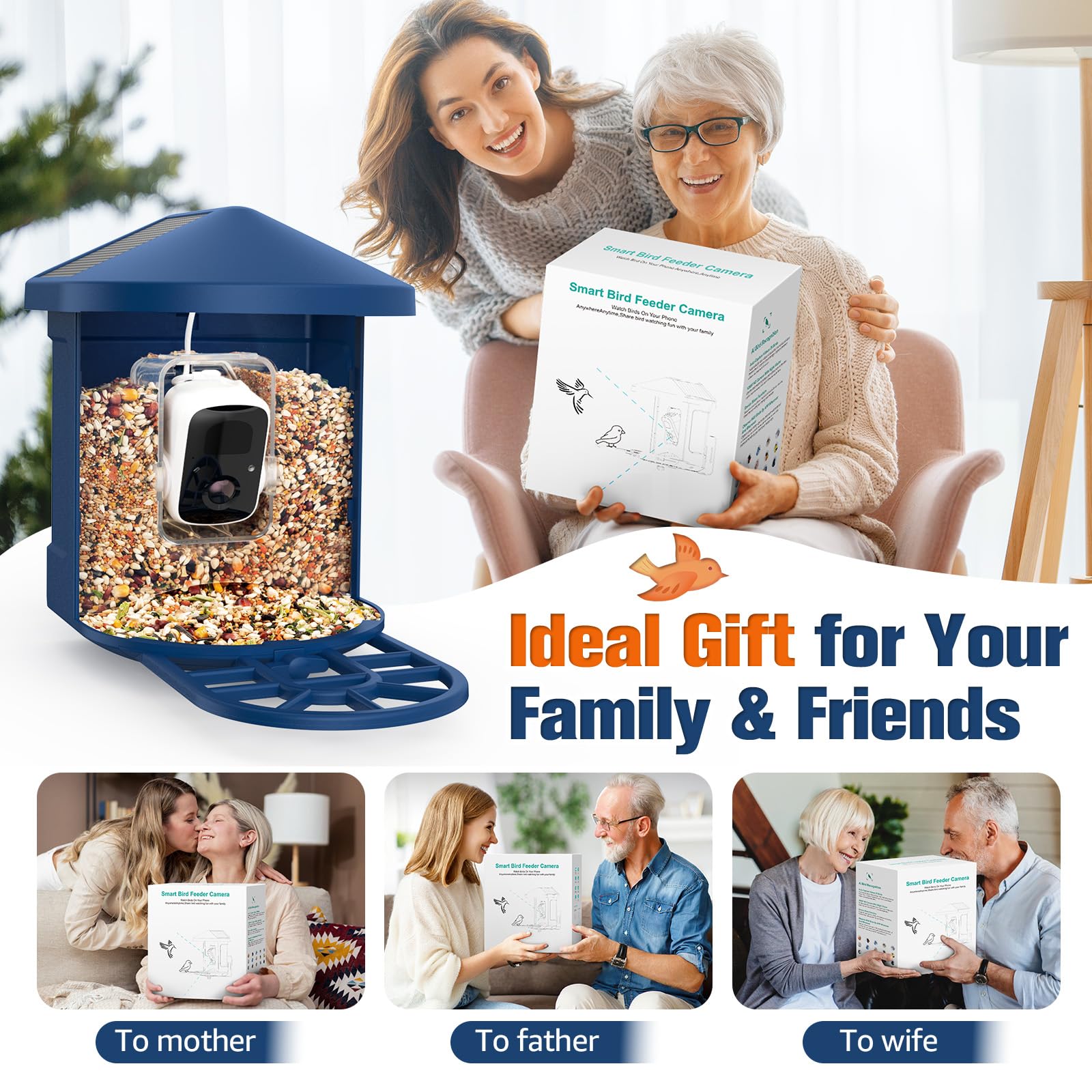 PeckCam® Smart Bird Feeder with Camera - 2K HD AI Bird Identification, Solar Powered Wildlife Camera, Auto Video Recording & Instant Alerts | Perfect Gift for Birdwatchers & Nature Lovers | Backyard Bird Watching, Garden Wildlife Monitoring, Home Security Camera Alternative