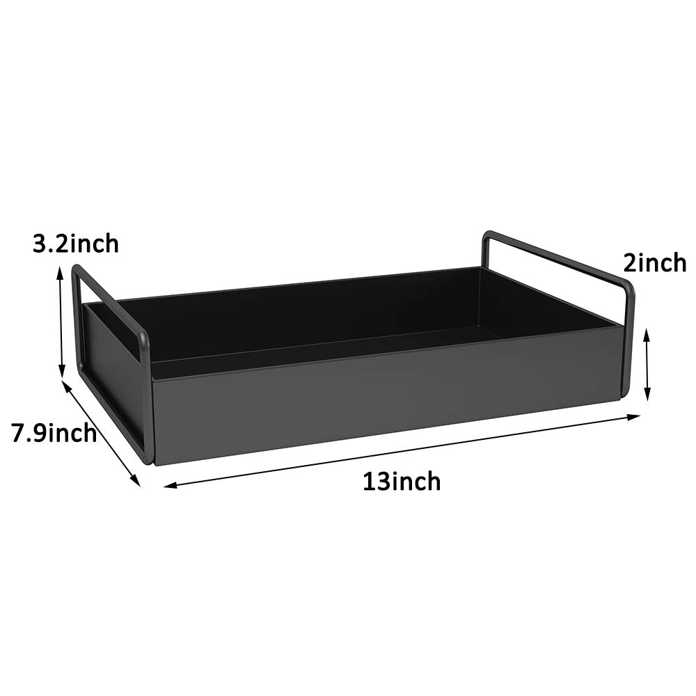 Black Bathroom Countertop Organizer Tray - Vanity Makeup & Perfume Display, Kitchen Counter Decor, Coffee Table Decorative Tray for Home Organization | Perfect for Bathroom Storage, Makeup Display & Living Room Decor