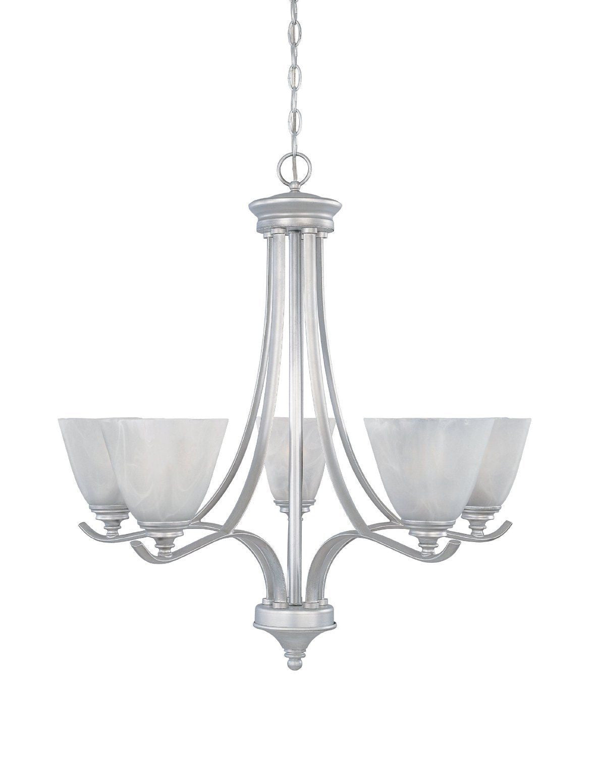 Designer Fountain Lighting 81985 MTP Bella Vista Collection 5-Light Matte Pewter Chandelier - Elegant Dining Room & Foyer Hanging Light Fixture