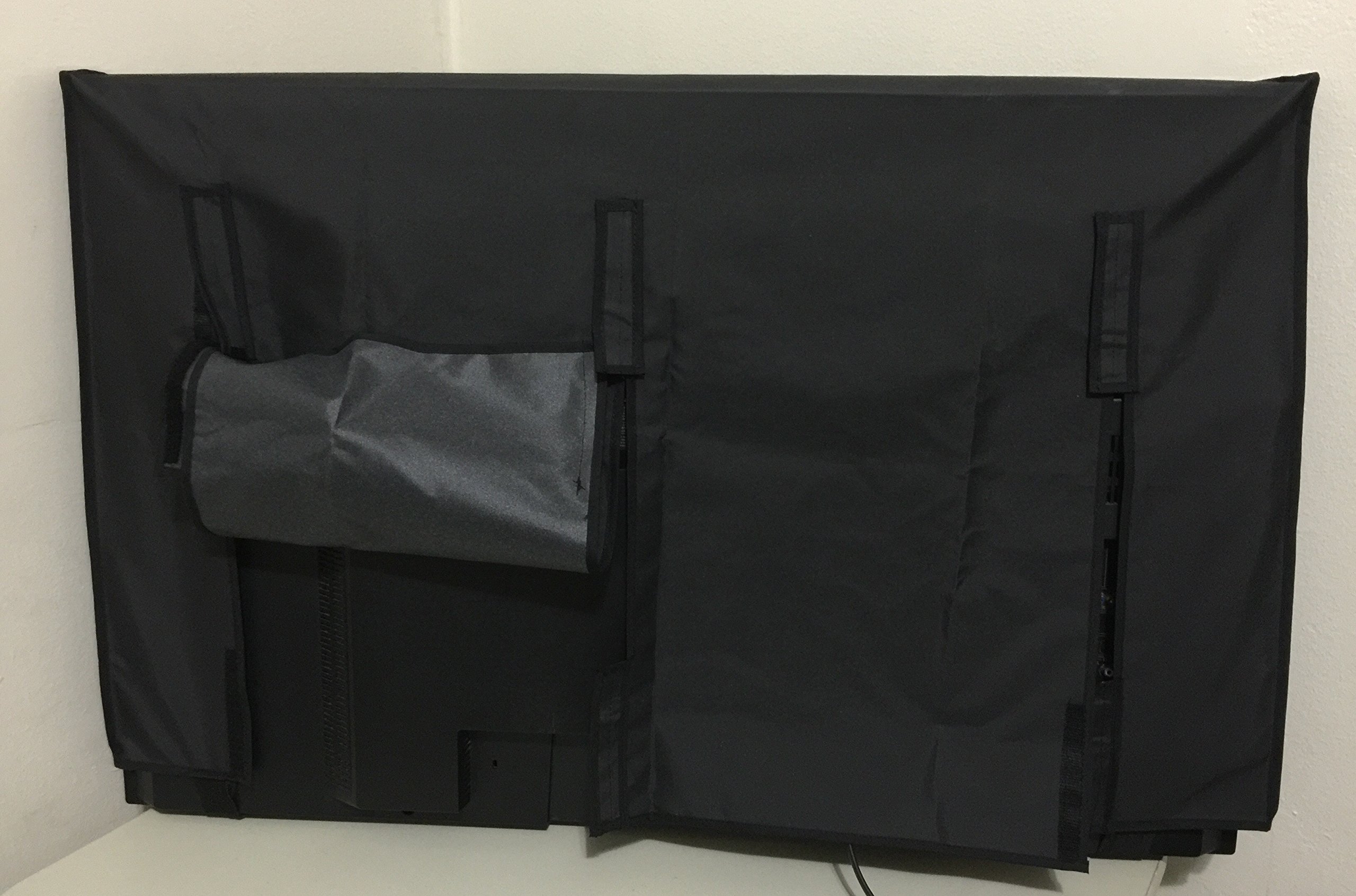 Comp Bind Technology Waterproof Outdoor Marine Black TV Cover for Samsung UN75JU6500FXZA 75'' TV, Fits Wall-Mounted TVs, 67''W x 3''D x 38''H, Ideal for Patio, Garage, and RV Protection