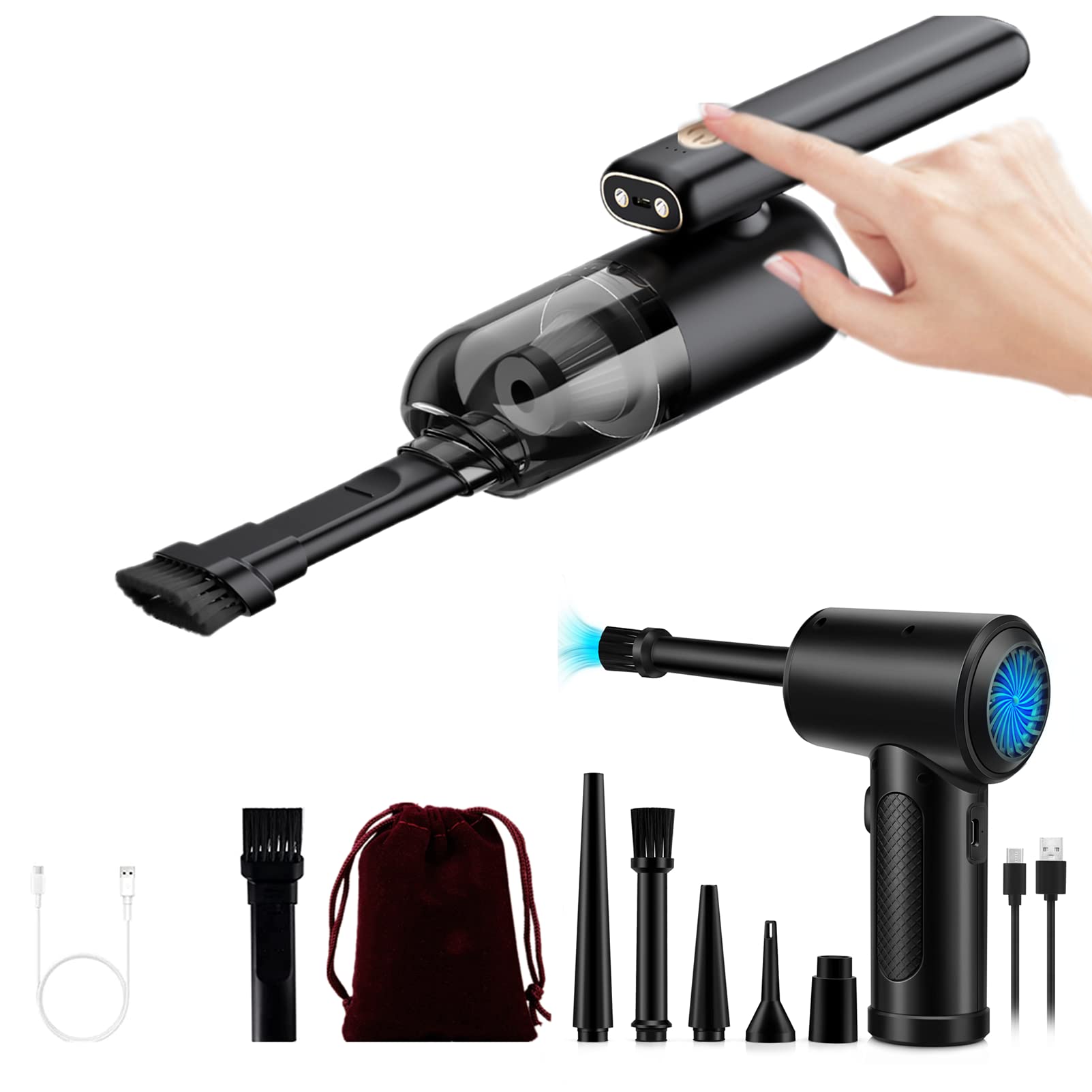 Best Cordless Vacuum Cleaner & Electric Air Duster 2-in-1 - Powerful Handheld Vacuum for Car, Home, Sofa & Outdoor Camping - Perfect for Quick Cleaning & Dusting Anywhere