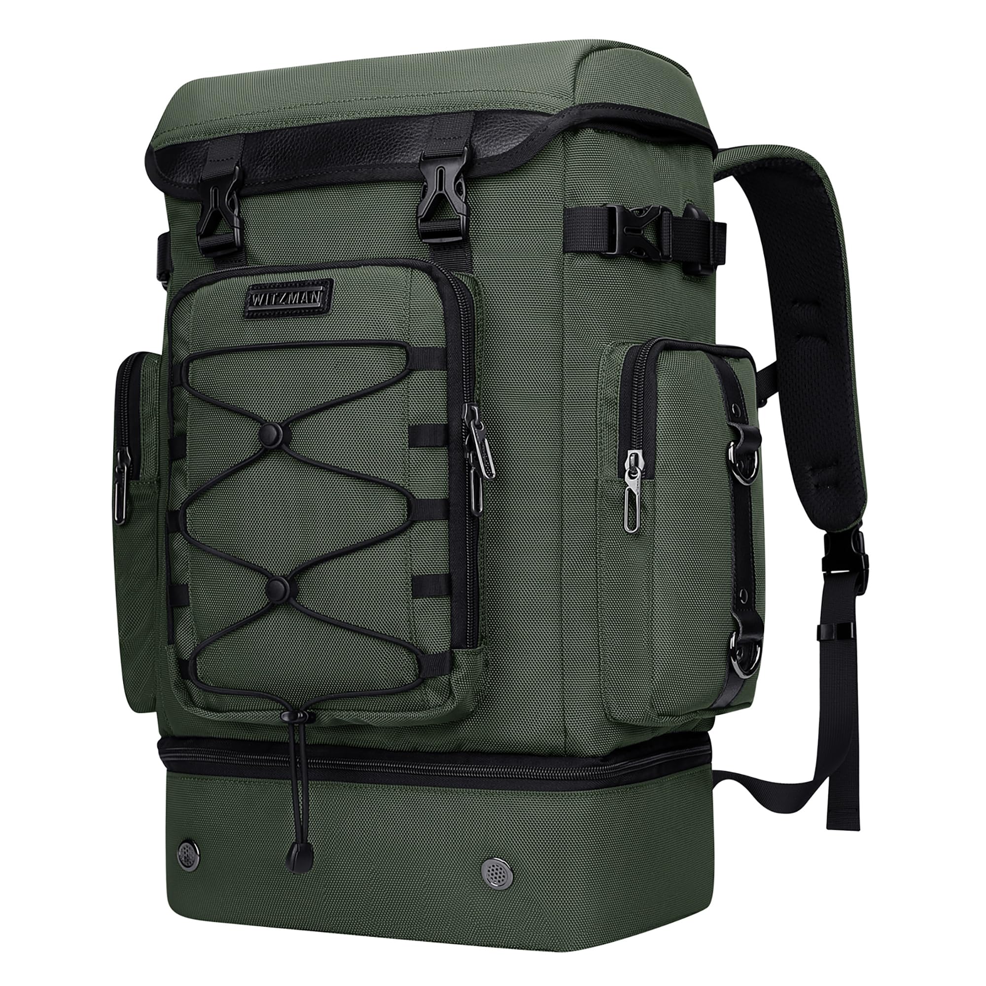 WITZMAN Travel Backpack for Men & Women - Airline Approved Carry On Backpack with Shoe Compartment & Convertible Duffle Design (B691 Light Green) - Perfect for Business Trips, Weekend Getaways & Gym Use