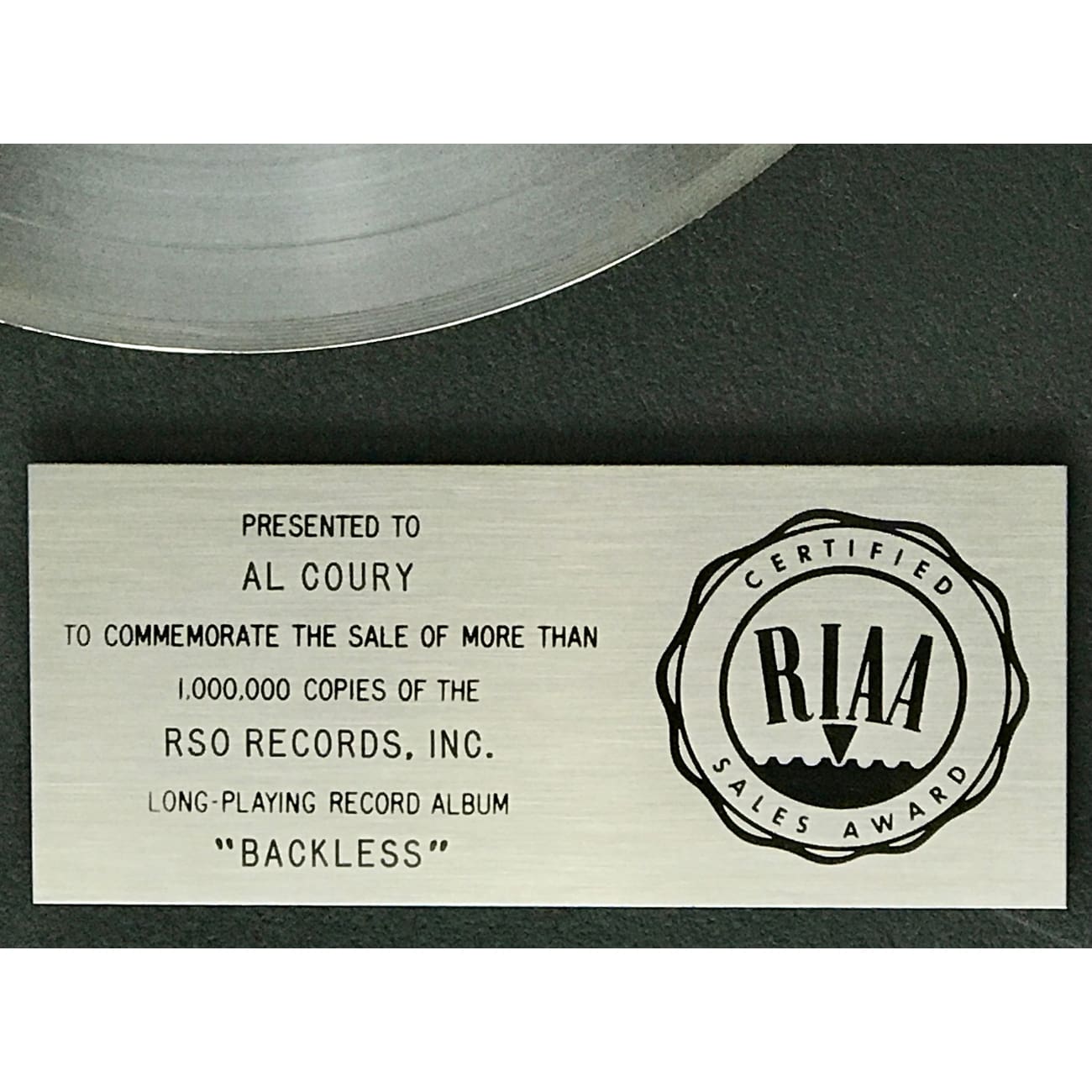 Eric Clapton Backless RIAA Platinum Album Award - Official Music Collectible for Fans & Display - Perfect for Home Decor, Music Studios & Memorabilia Collections