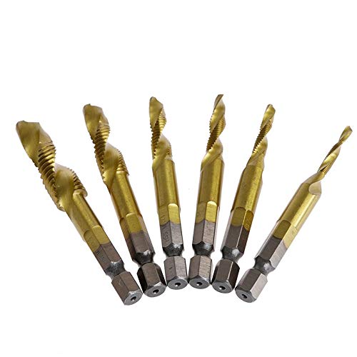 6-Piece HSS4241 Titanium Coated Drill Bit Set - M3 to M10 Hex Shank Spiral Tap Bits for Metal, Wood & Plastic - Perfect for DIY Projects, Home Repairs & Professional Use
