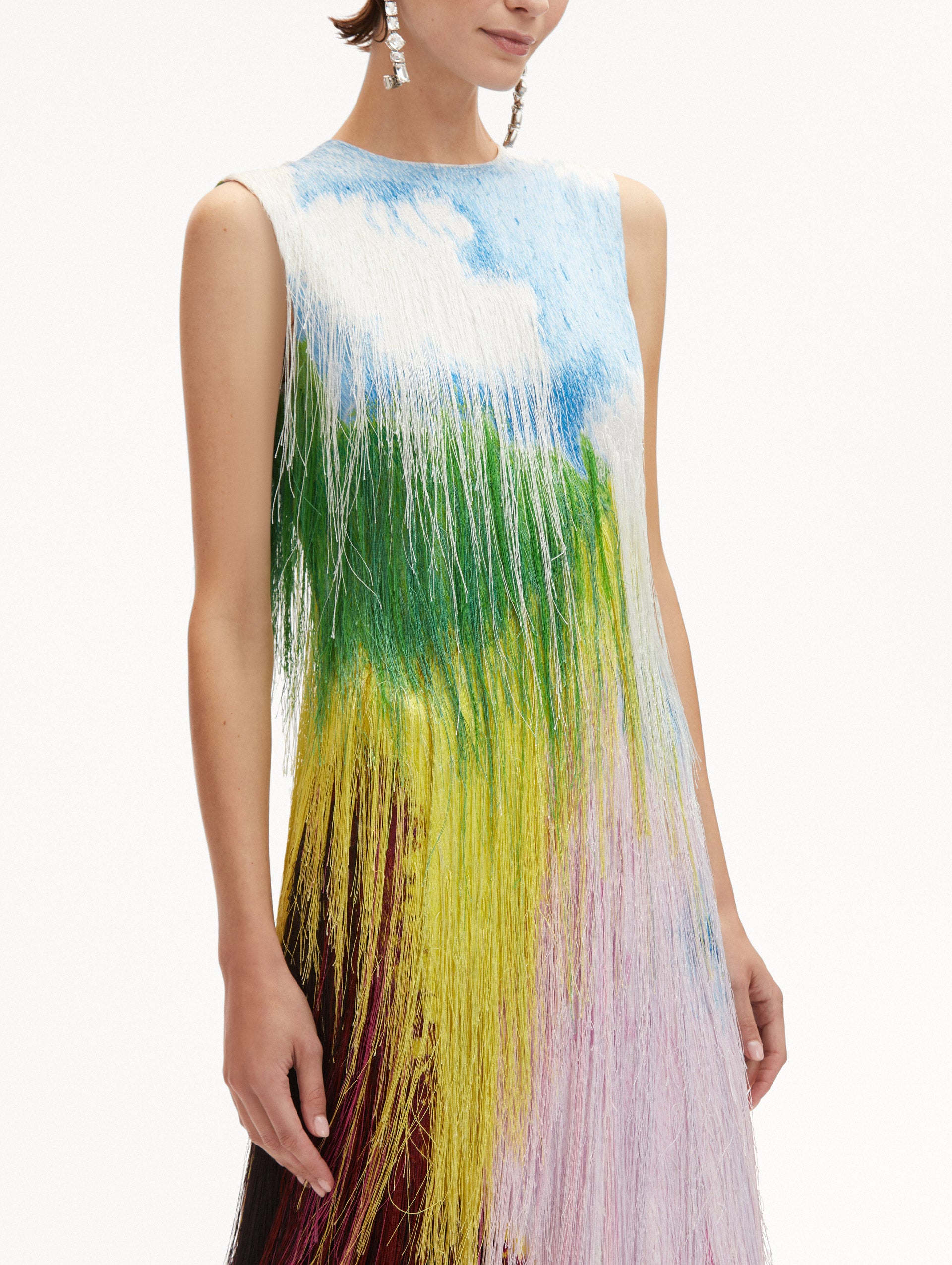 Elegant Abstract Watercolor Fringe Cocktail Dress for Women - Perfect for Evening Parties, Weddings & Special Occasions